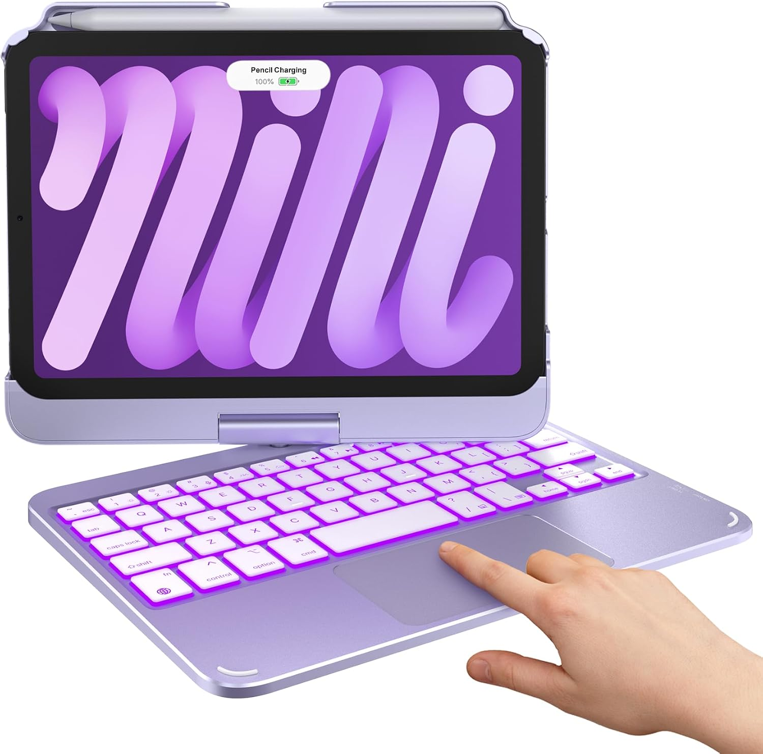 Keyboard Case for Ipad Mini 7/6 8.3-Inch, Trackpad, 360 Rotating | for Mini 7 (A17 Pro) & 6 (2021) 8.3", 11‑Color Backlit, 7 Modes, Pencil Holder, Long Battery, for Work, School, Travel