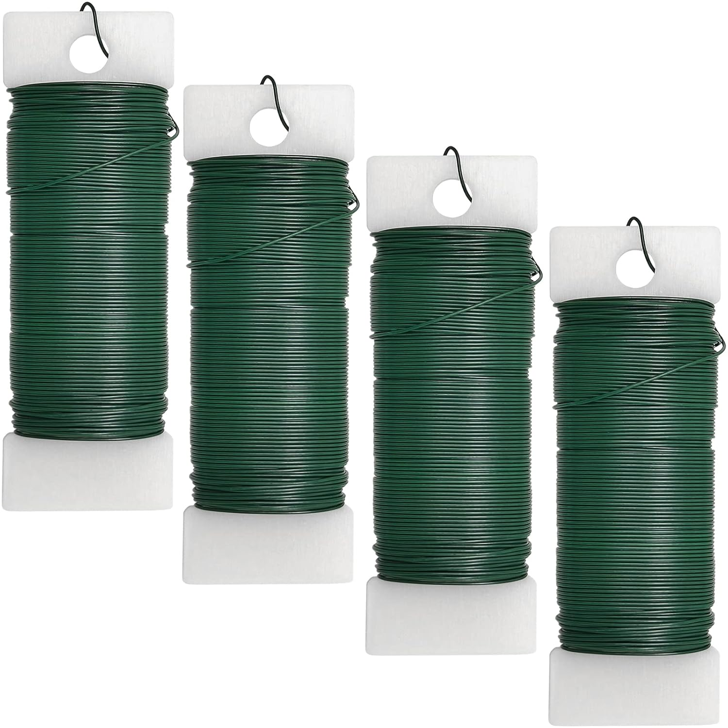 4 Pack 120 Yards 22 Gauge Floral Wire Flexible Paddle Wire Florist Green Wire for Crafts,Wreaths,Christmas Tree,Garland and Floral Flower Arrangements