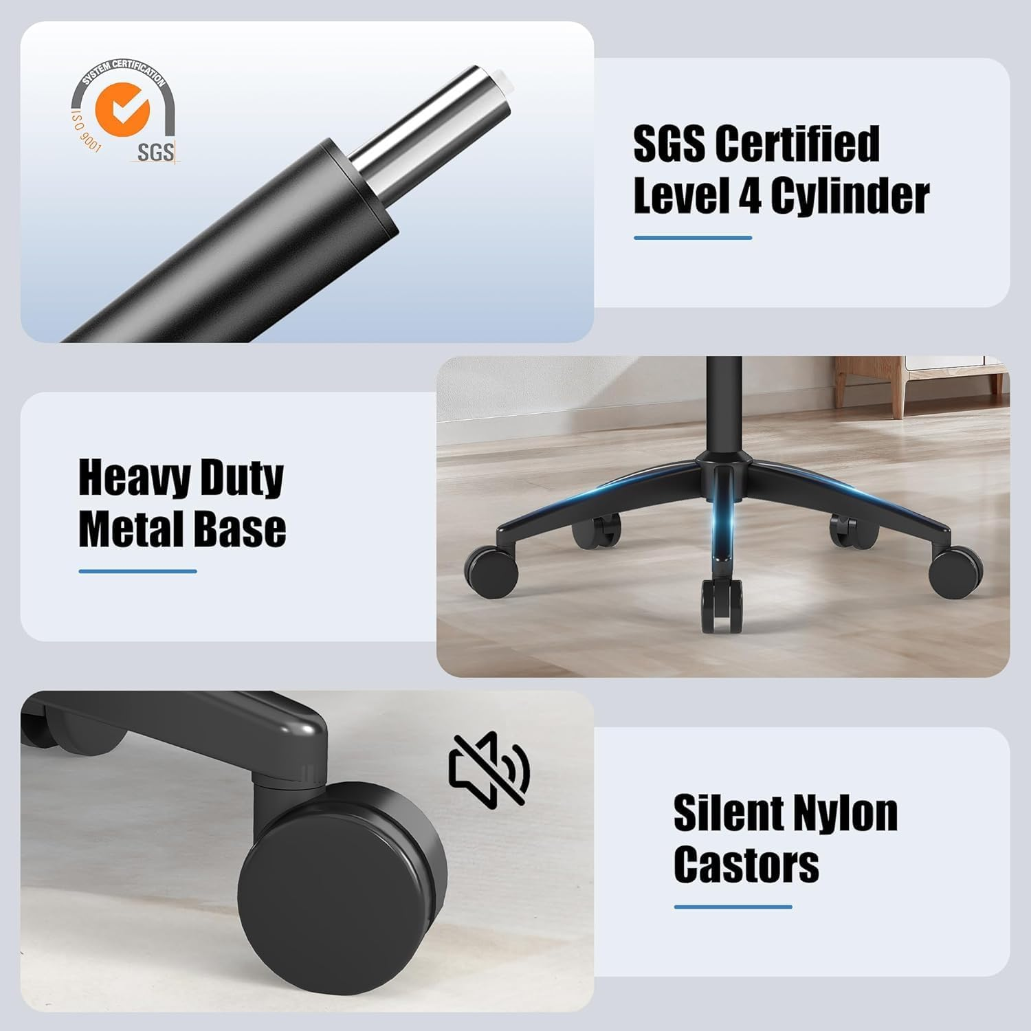 ZZH Ergonomic Office Chair with Adjustable Lumbar Support, 3D Arms and Headre... - Picture 9 of 14
