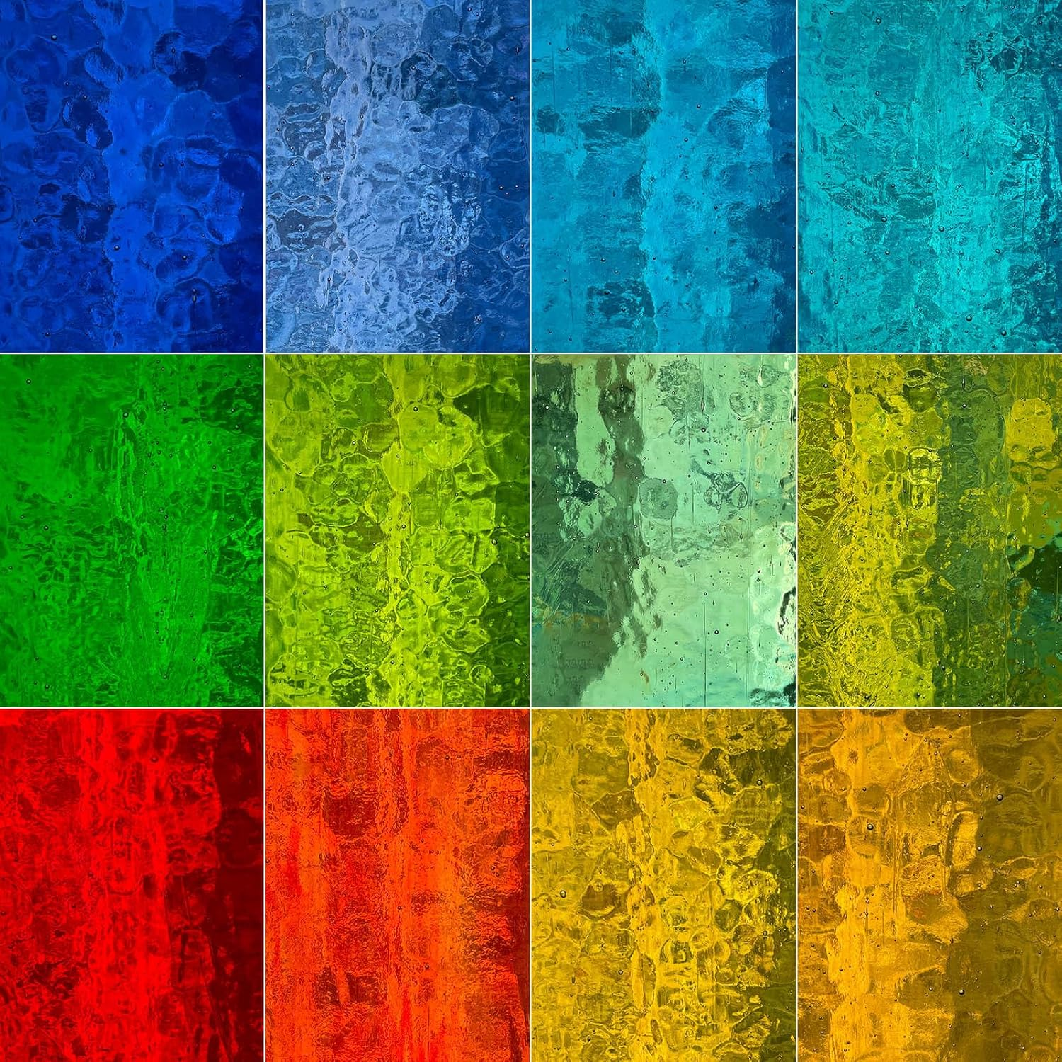 LITMIND 12 Sheets Transparent Texture Stained Glass Variety Pack, 6 X 4 Inch 