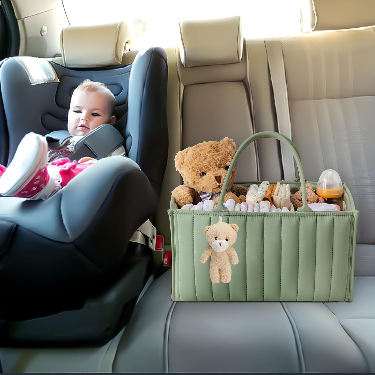 HITOUR Nappy Caddy Organiser Stylish Diaper Caddy Storage Basket Perfect for ... - Picture 7 of 14