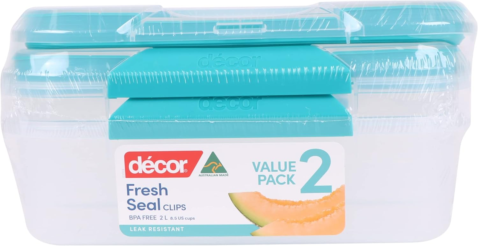 Decor Fresh Seal Clips Oblong Pack of 2 Piece, 2 Litre Capacity
