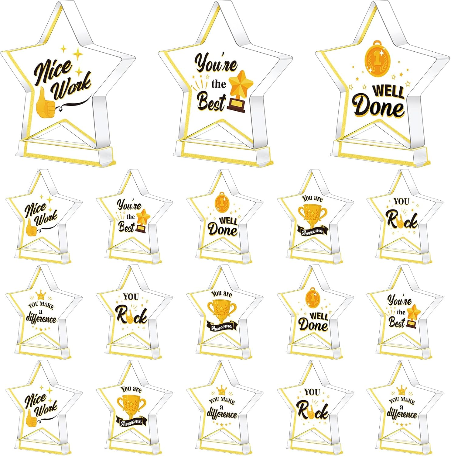 18 Pcs Appreciation Acrylic Awards Appreciation Trophies Employee Appreciation Gifts Bulk Thank You Award Trophy for Adults Students Classroom Favors Office Decorations