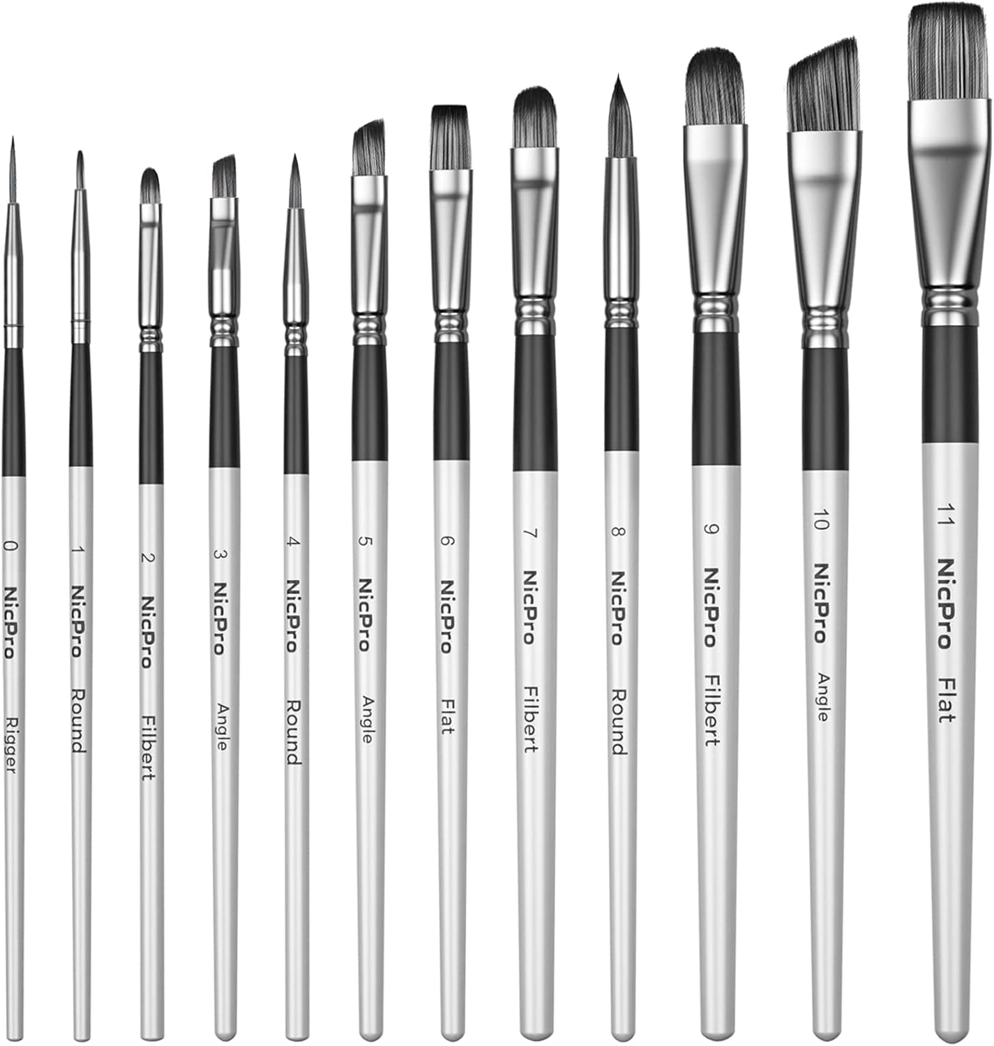 Nicpro 12PCS Artist Paint Brush Set, Craft Paint Brushes for Acrylic Painting, Oil, Watercolor, Gouache, Tempera, Face, Body, Fabric, Leather, Model, Art Supplies Paintbrushes for Artists Beginners