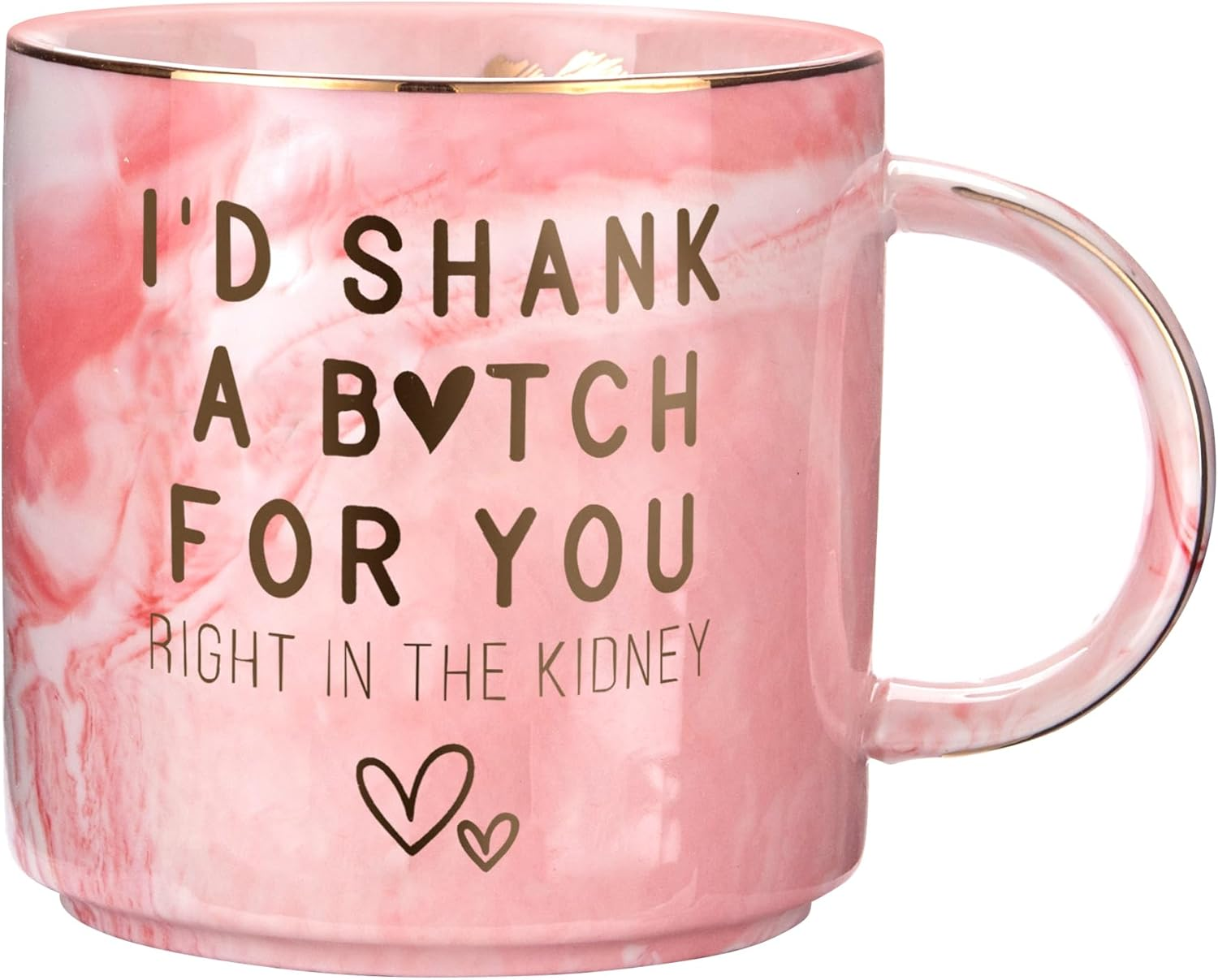 Best Friend Birthday Gifts for Women - Funny Friendship Gift for Bestfriend, Besties, BFF, Sister, Boss Woman, Big Sis, Sorority - I'D Shank a Girl for You - Cute Pink Marble Mug, 11.5Oz Coffee Cup