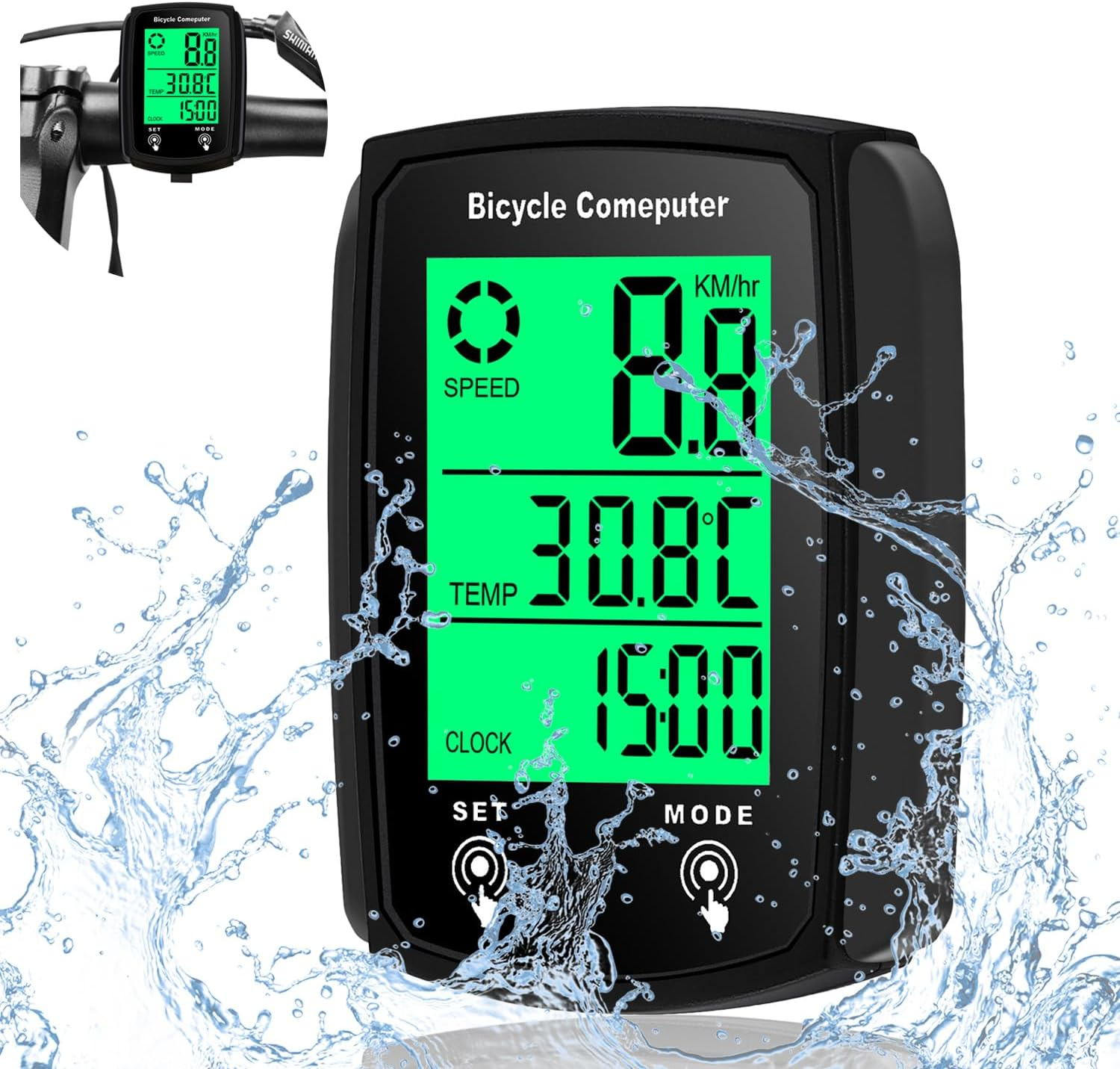 GPS Bike Computer19 Functions, IP54 Waterproof Speedometer, Backlit Touch Screen