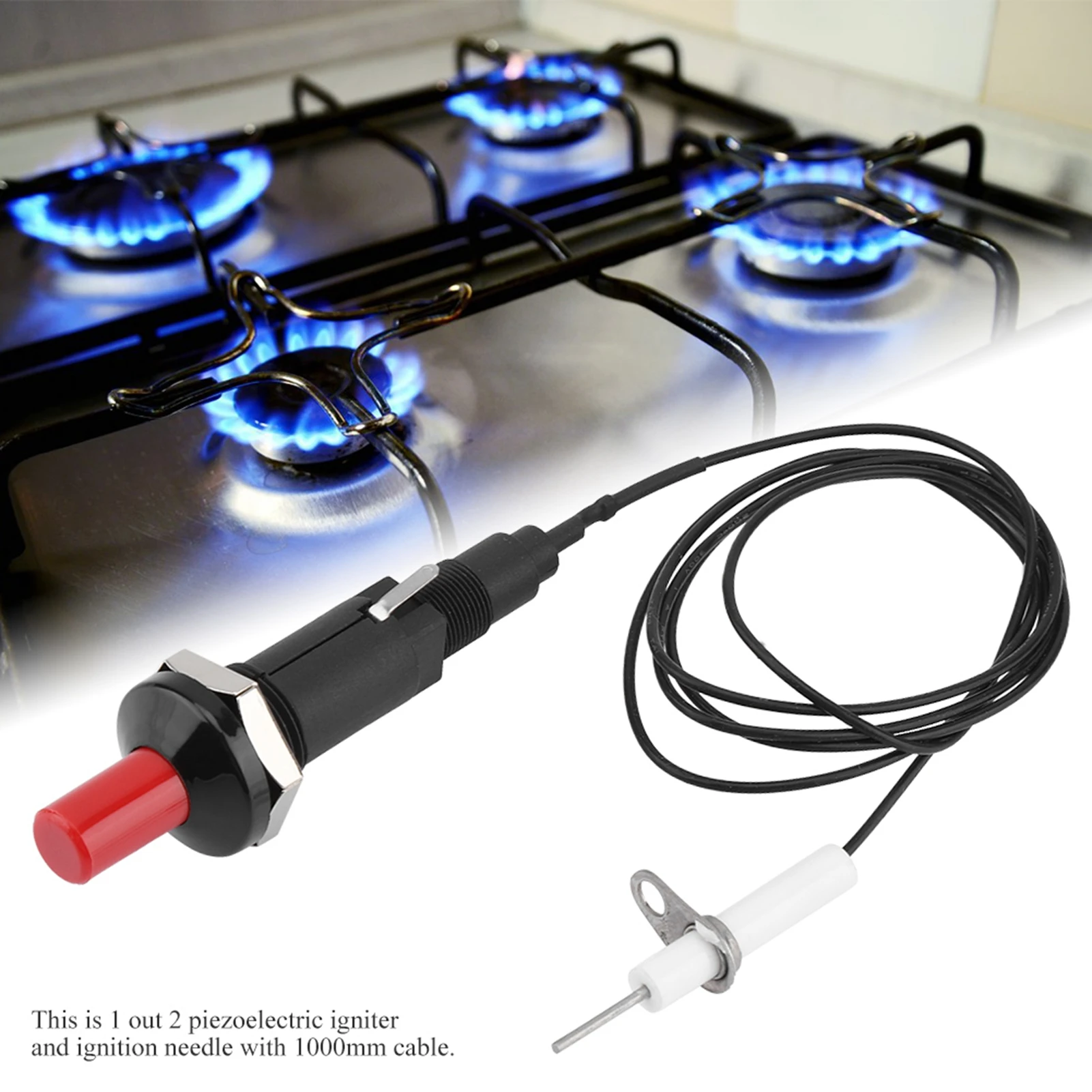 1 Out 2 Piezo Ignition Kit BBQ Grill Push Button Igniter for Fireplace Stove Gas Piezo Igniter