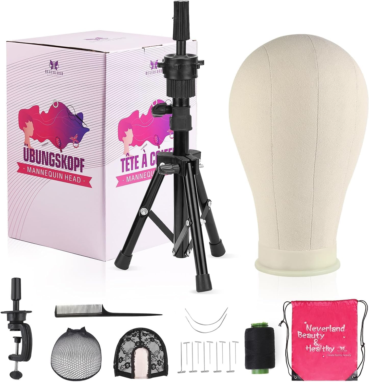 Wig Stand Wig Head Wig Stand Head Mannequin Head for Wigs with Tripod