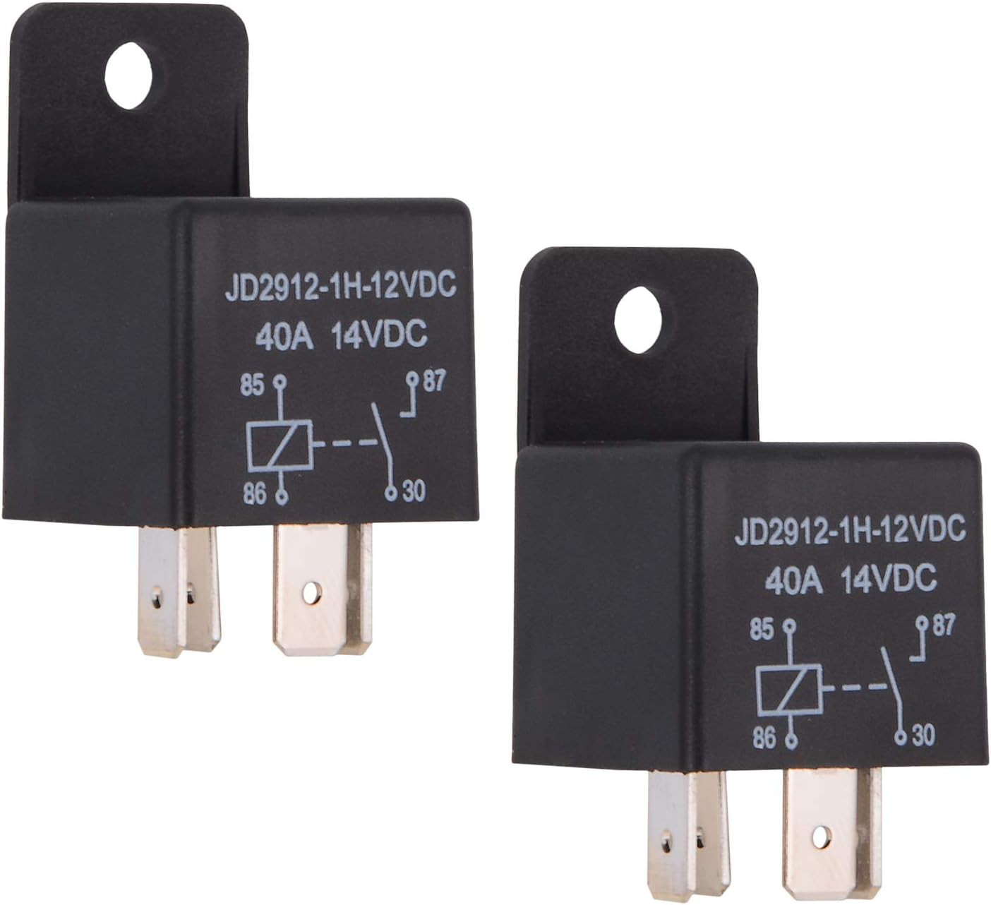 Car Relay 4 Pin 12V 40Amp Spst Model No.: JD2912-1H-12VDC 40A 14VDC, Auto Switches & Starters,Pack of 2