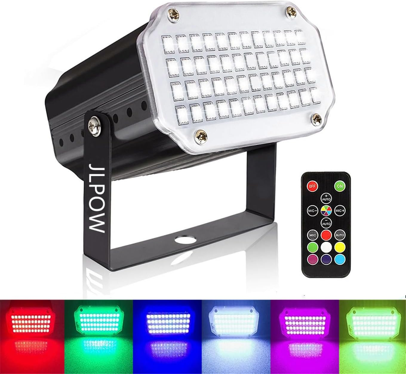 Halloween Strobe Light with Remote, JLPOW Sound Activated Mini Strobe Lights Super Bright 48 RGB LED, Remote Control Flash Stage Lighting, Best for DJ Party Show Club Disco Halloween