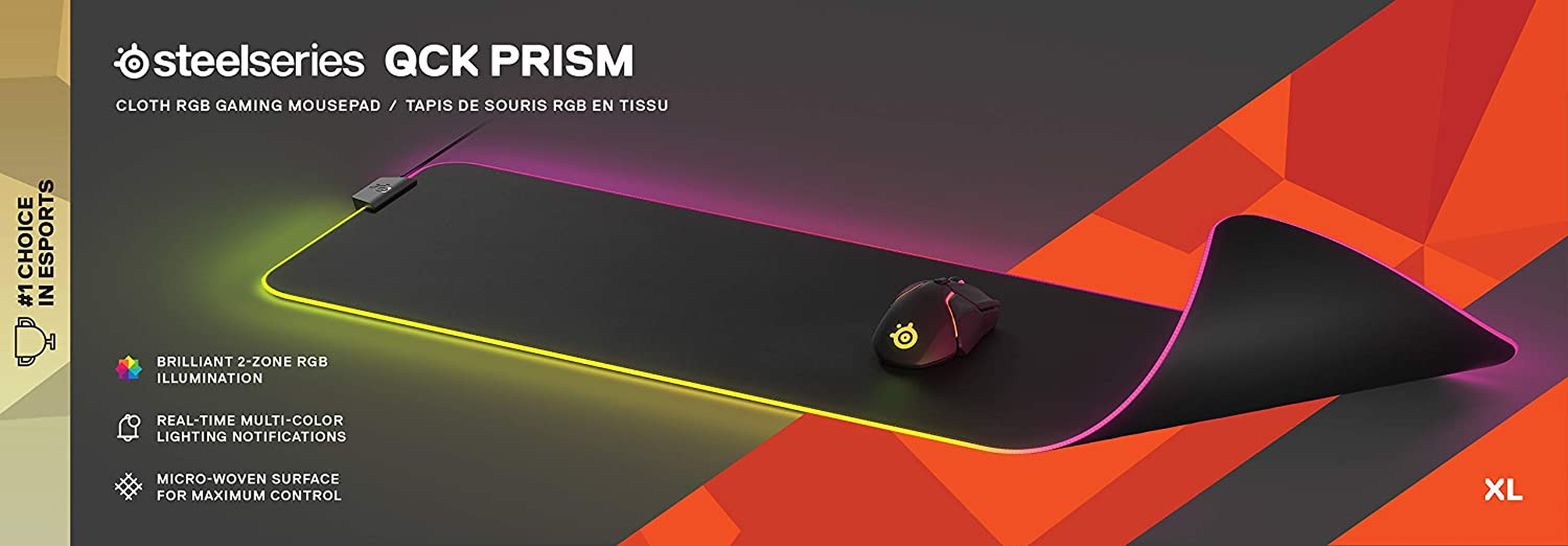 SteelSeries QcK Gaming Mouse Pad - XL RGB Prism Cloth - Sized to Cover Desks - Picture 7 of 13