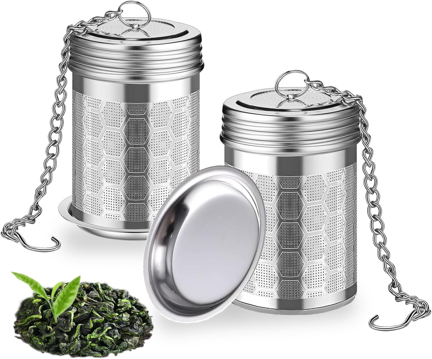 2 Pack Stainless Steel Tea Infusers, Extra Fine Mesh Strainers with Drip Trays, Brew Loose Tea
