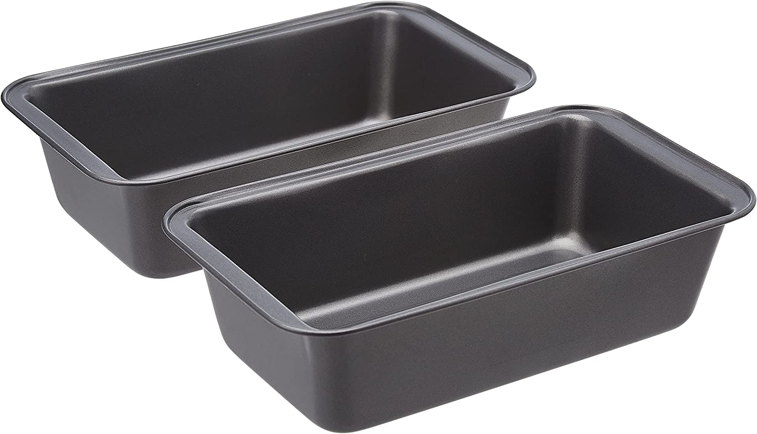 Amazon Basics Rectangular Baking Bread Loaf Pan, 9.5 X 5 Inch, Set of 2, Gray