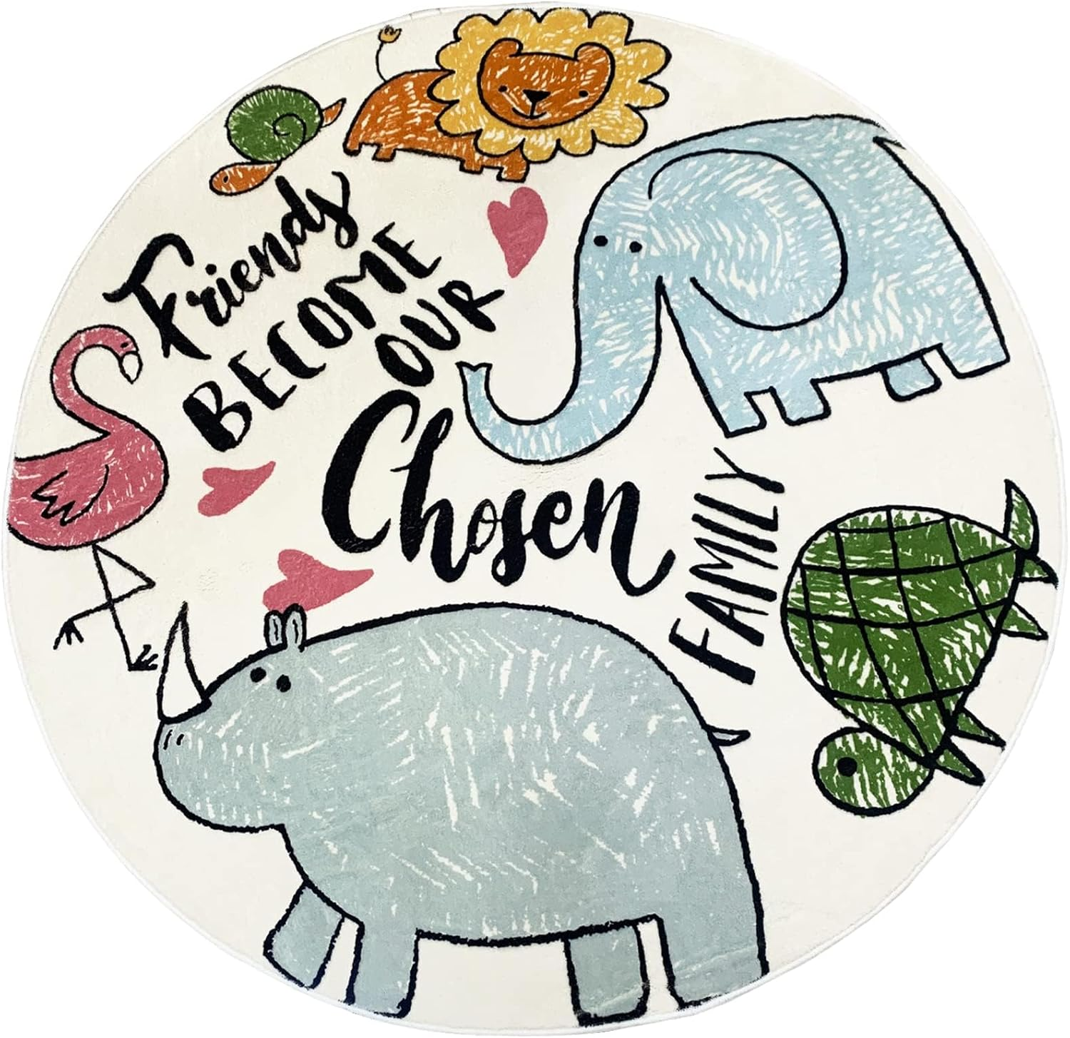 Homodoskey Kids Play Rug, Animal Round Area Rug Kids Nursery Door Mat Soft Pl... - Picture 2 of 13