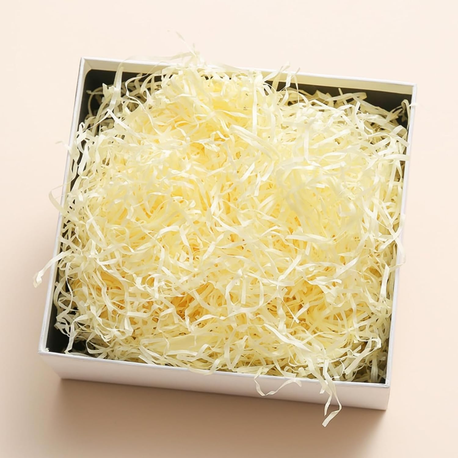 100G Crinkle Cut Paper Shred Filler for Gift Wrapping & Basket Filling, Shredded Paper for Gift Box, Crinkle Paper for Packaging (Beige)