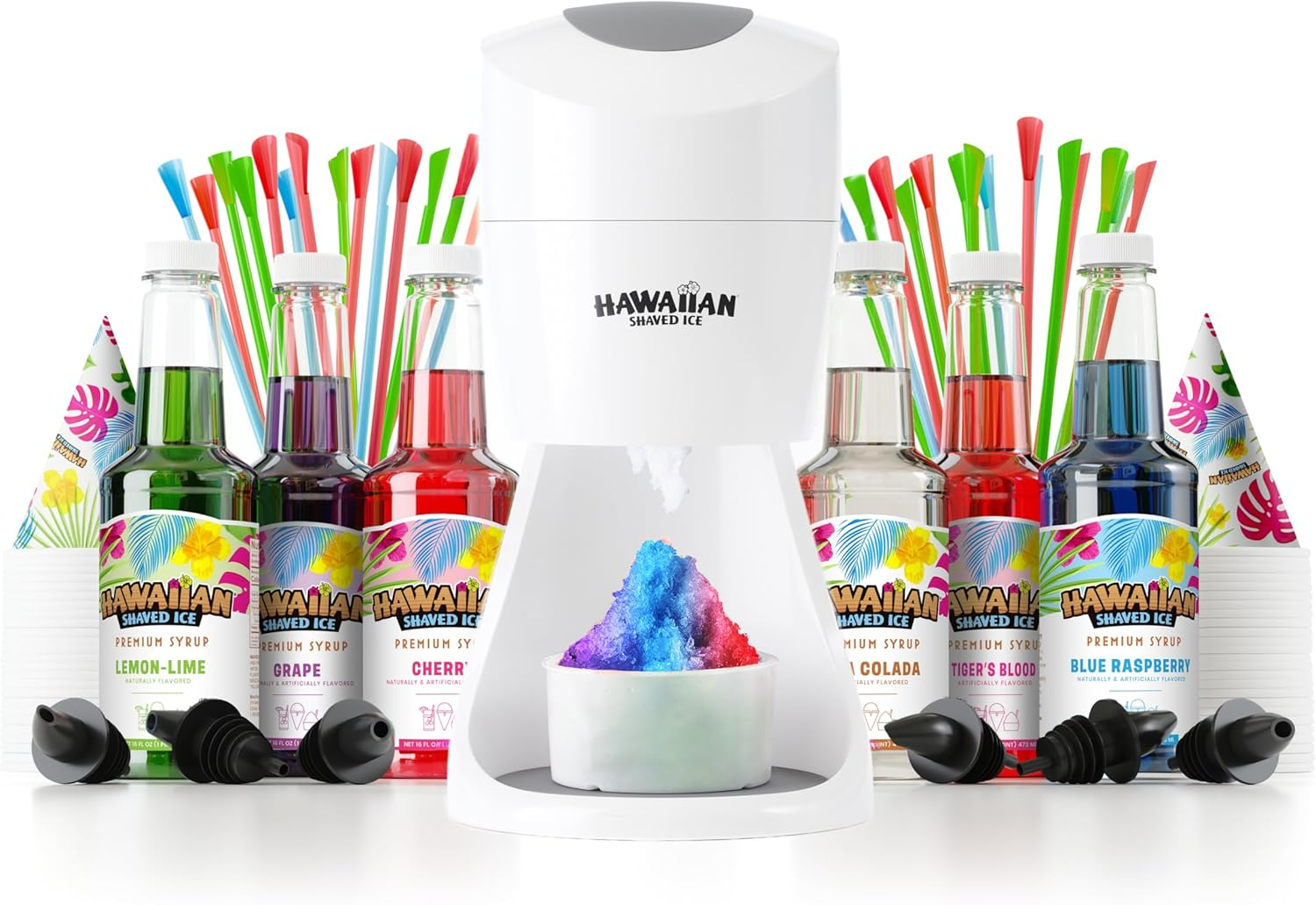S900A Made in USA Professional Fluffy Ice & Snow Cone Machine for Home Use - Complete Party Kit with Flavor Syrups