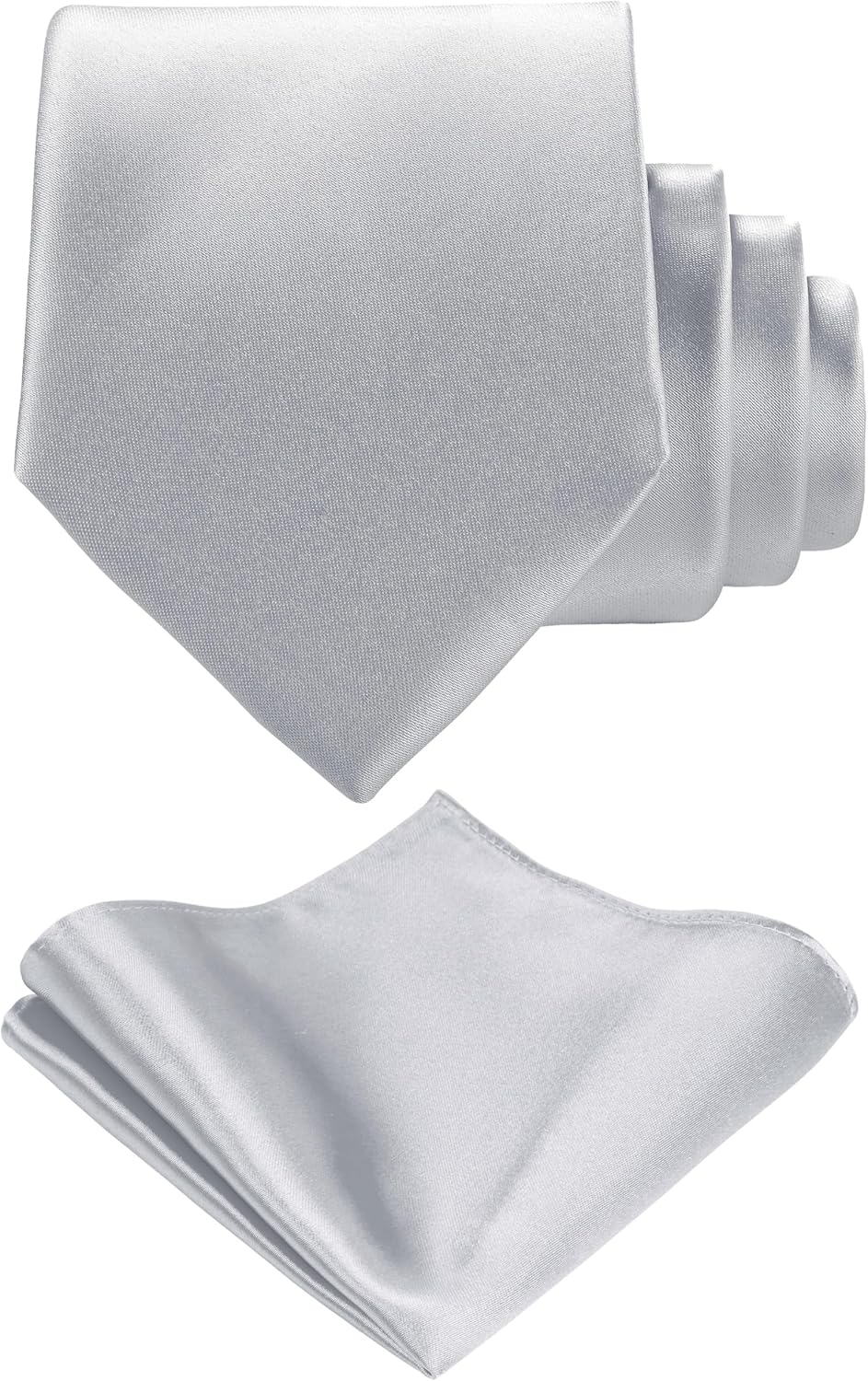 TIE G Solid Satin Woven dyed Color Formal Black Necktie and Pocket Square Sets in Gift Box