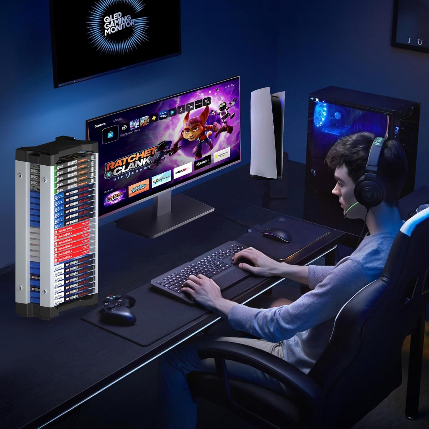 Nargos Video Game Storage Tower for PS5/ PS4/ PS3/ PS2/ Xbox One/Xbox 360 and... - Picture 8 of 14