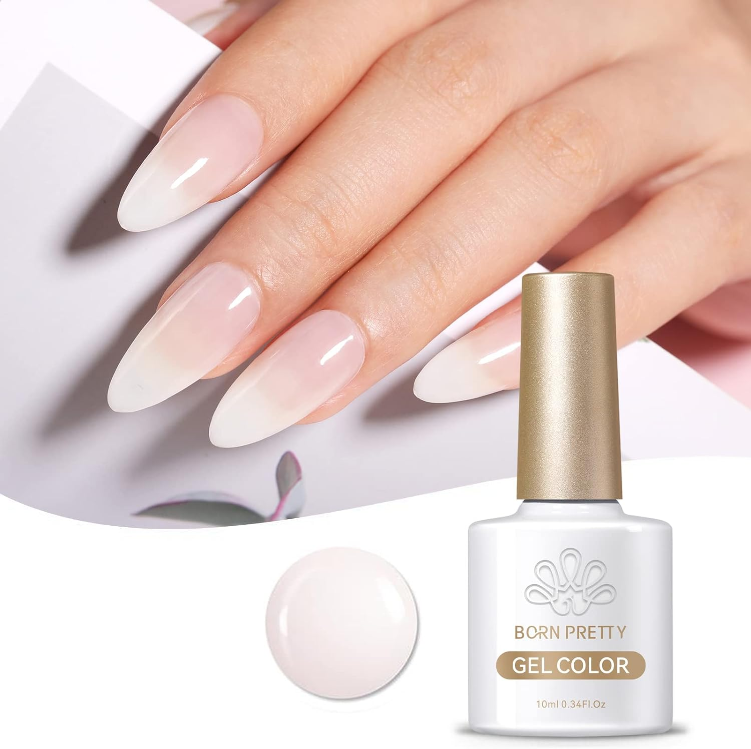 BORN PRETTY Smalto Semipermanente Bianco Latte, 10ML Trasparente Lattiginoso Gel per Unghie Bianca Colori Arte Manicure Francese Naturale