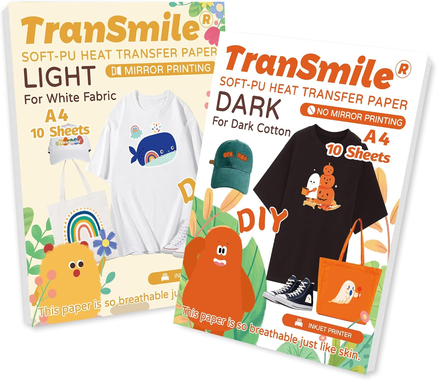 TranSmile PU-Heat Transfer Paper for T Shirts (20 Sheets,A4) Printable Heat T... - Picture 3 of 13