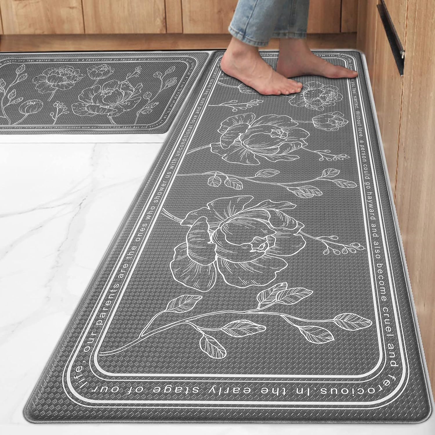 ROTTOGOON Kitchen Floor Mat Set of 2, Cushioned anti Fatigue Mat 17