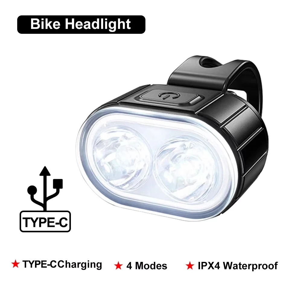USB Rechargeable Bike Lights Waterproof Bicycle Safety Warning Lamp Cycling