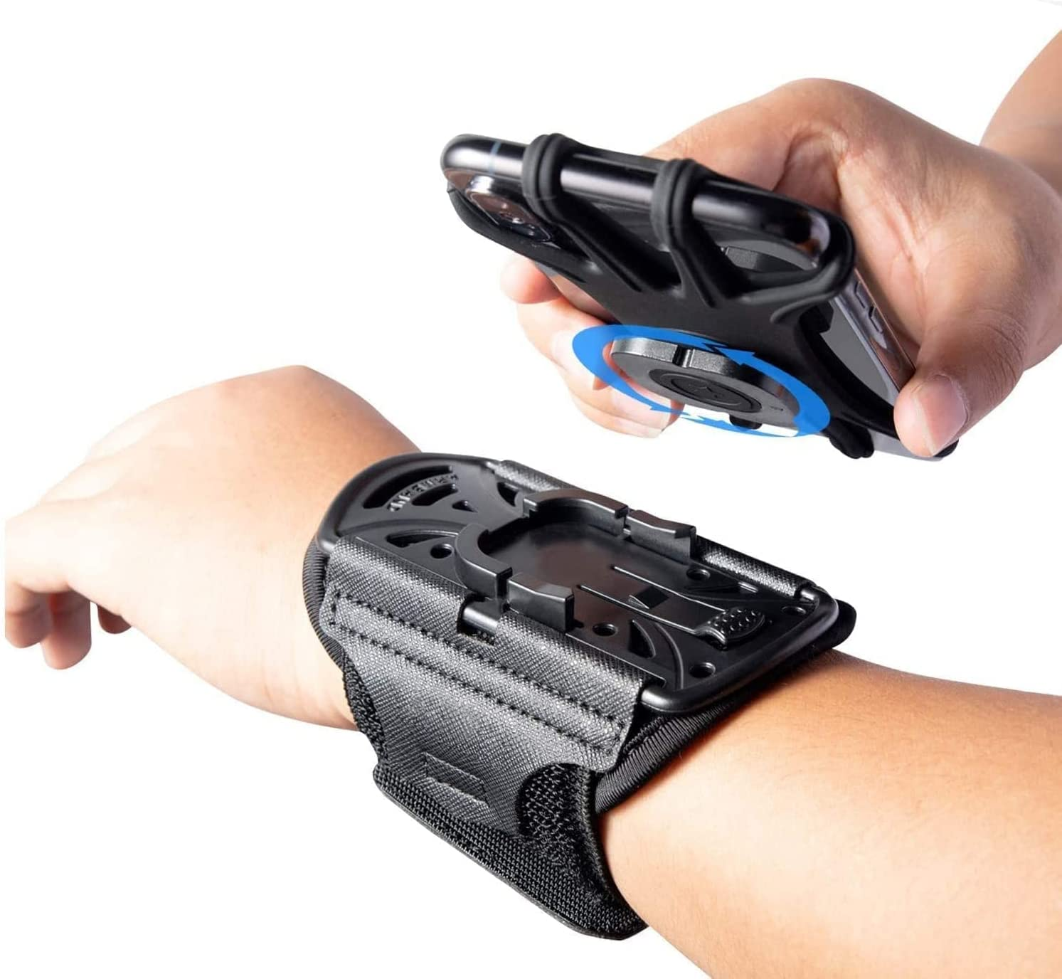 Wristband Phone Holder for Running, 360°Rotation & Detachable Sports Armband with Key Holder for Iphone 17/16/15/14/13/12/11/Pro/Xs/Xr/X/8/7/6/Plus, for Samsung Galaxy, Fits 4''-6.5''Phone