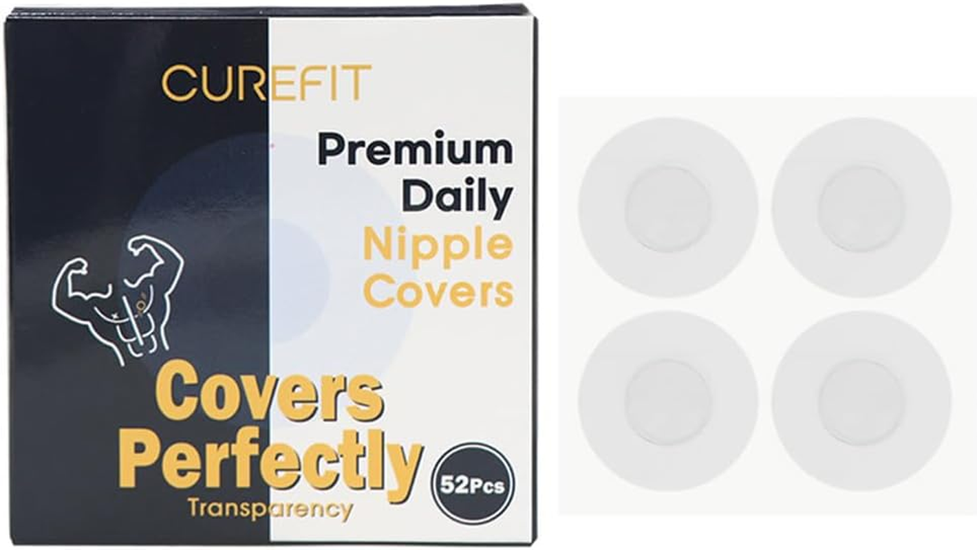 Premium Men'S Nipple Covers, 52Pcs [Made in Korea] Transparent, Nipguards for Runners, Invisible Design, Central Non-Adhesive, Hydrocolloid, Medical-Grade, Anti-Chafing, Hypoallergenic