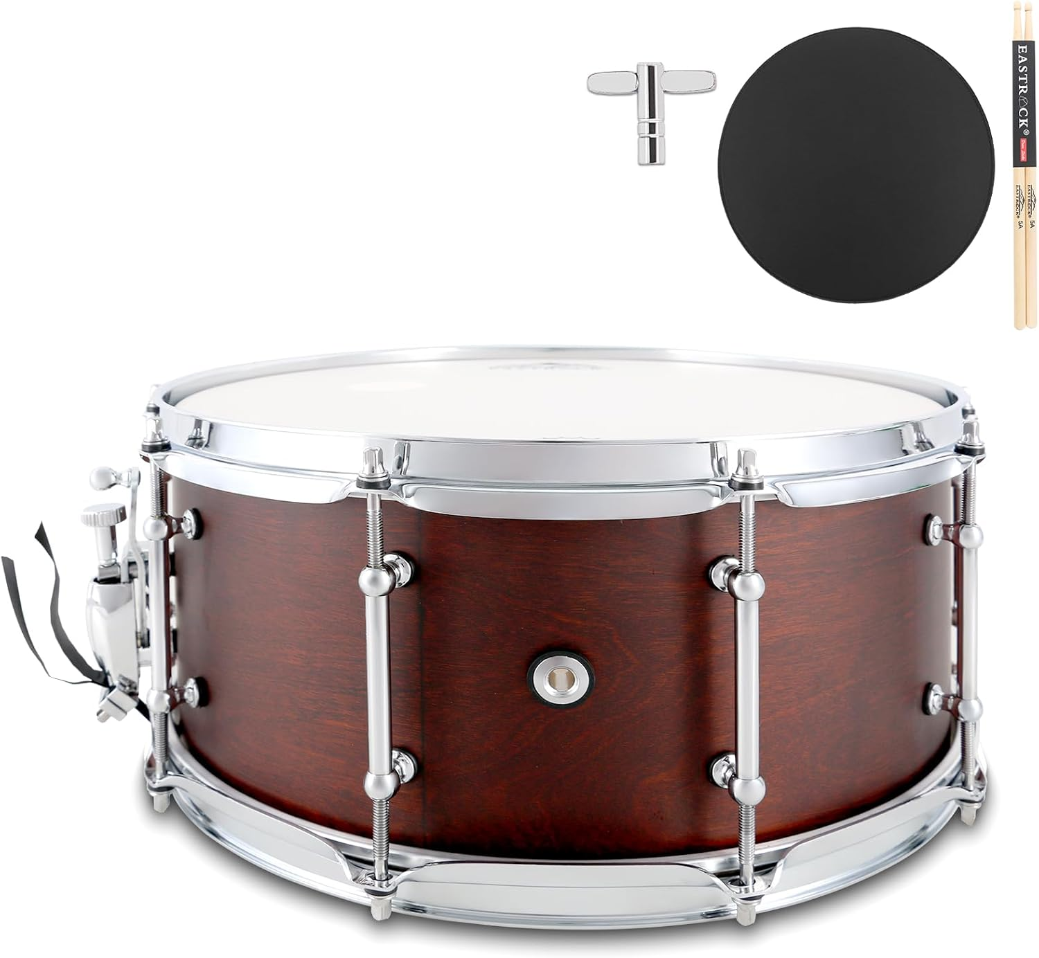Snare Drum 14 X6.5 Inches Reddish Brown Texture Finish Professional Snares Drum for Drummer, , Advanced Drum Set Snare Drums (Reddish Brown)