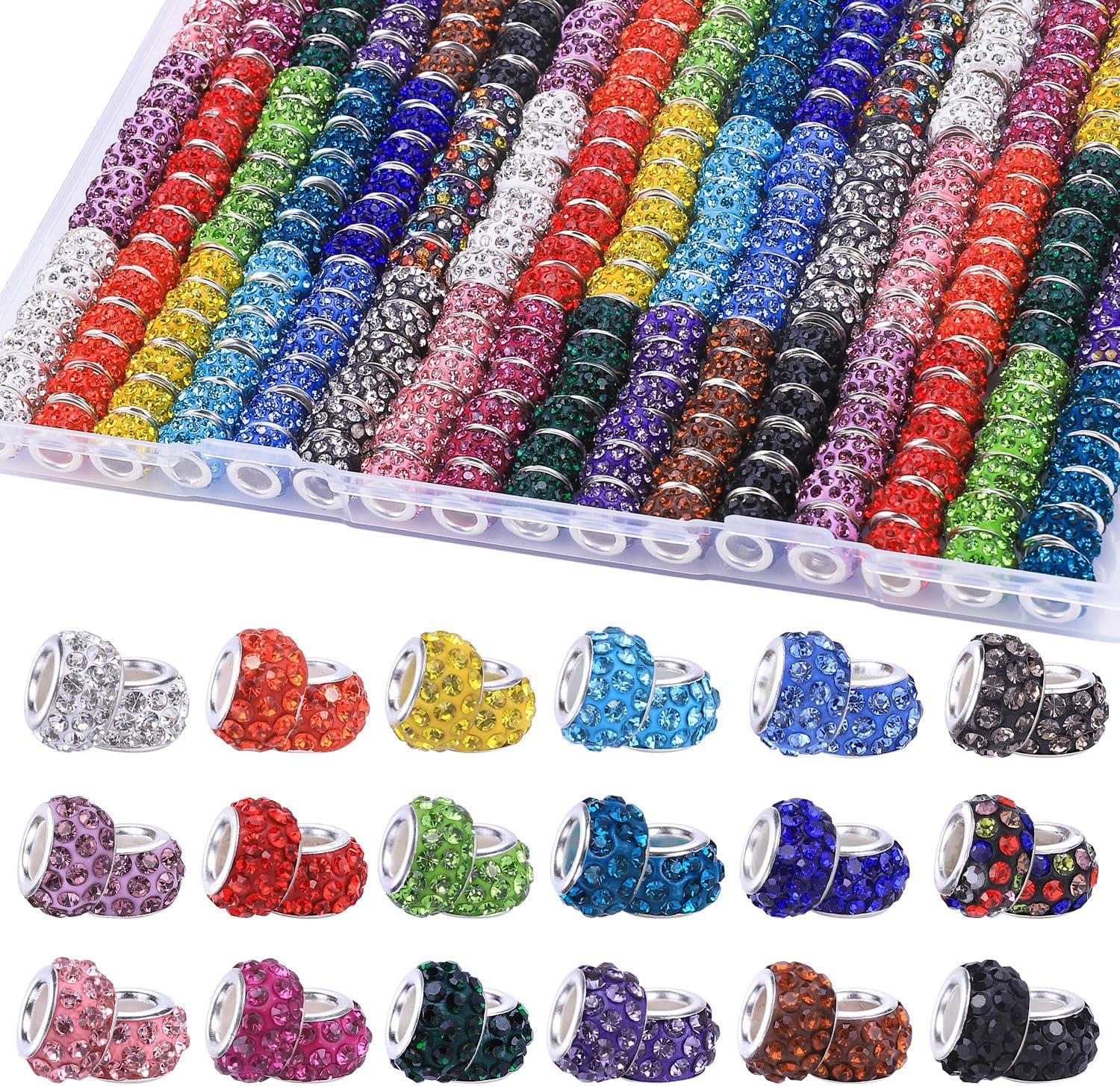 120 Pieces Large Hole Beads Spacer Bead Mixed Color Assorted European Craft B...