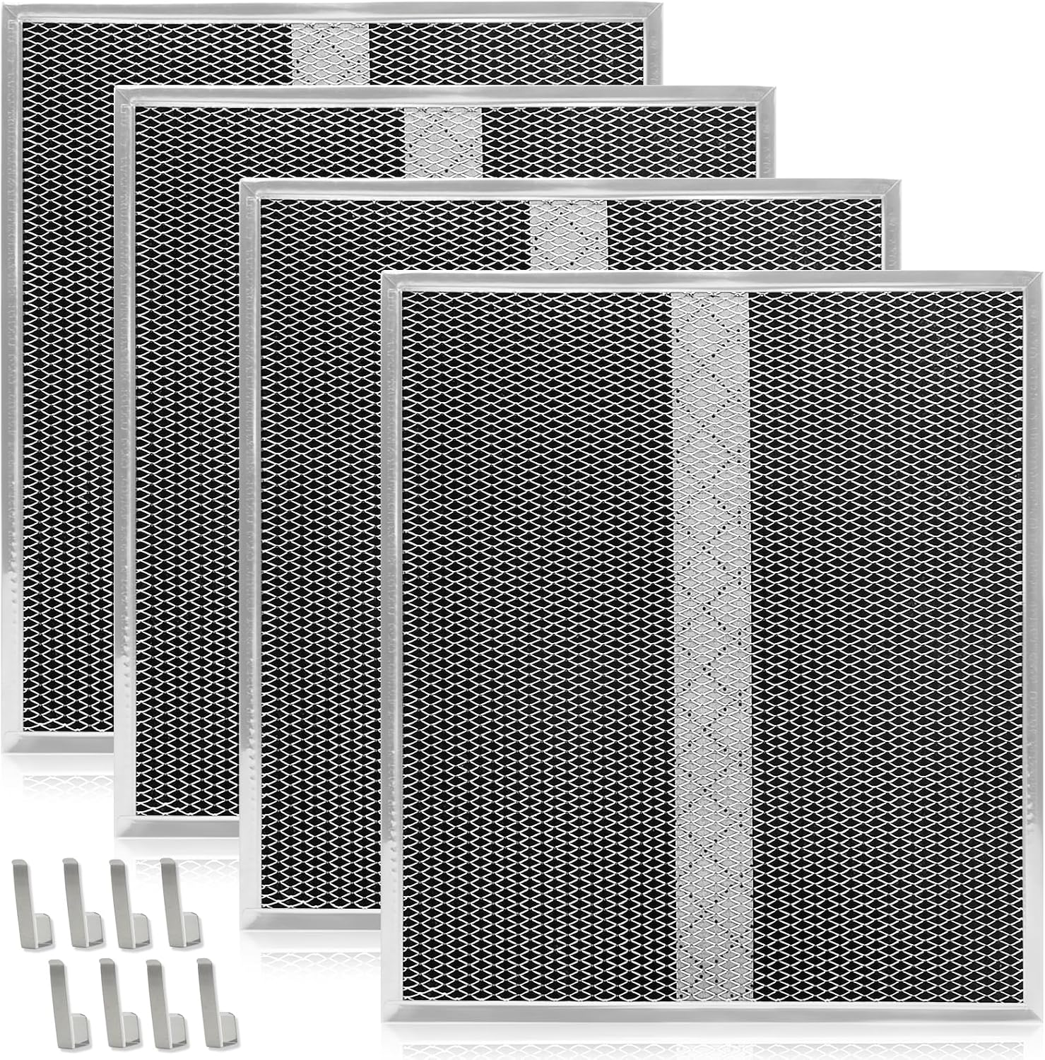 4 Pack HPF30 Range Hood Non-Ducted Charcoal Filter Compatible with Broan Range Hood Filter S97020466 Type XC with Clips，14.6