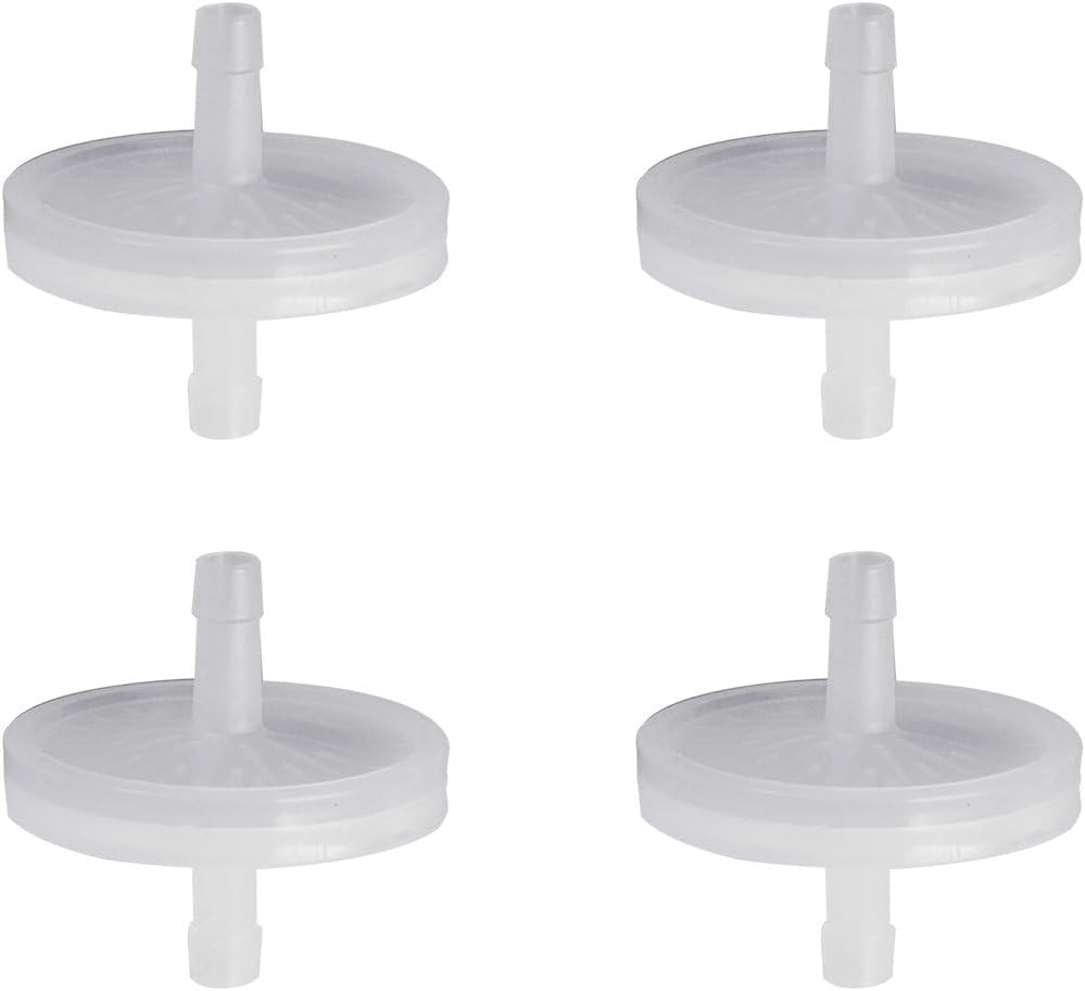 FERRODAY 5/16 Barbed Air Line Filter [4 PCS]- Sanitary Air Filter Air Line Fittings for Beer Brew Keg Air Filter for Homebrew White Air Filter for Fish Tank Translucent Plastic Gas Line Fitting