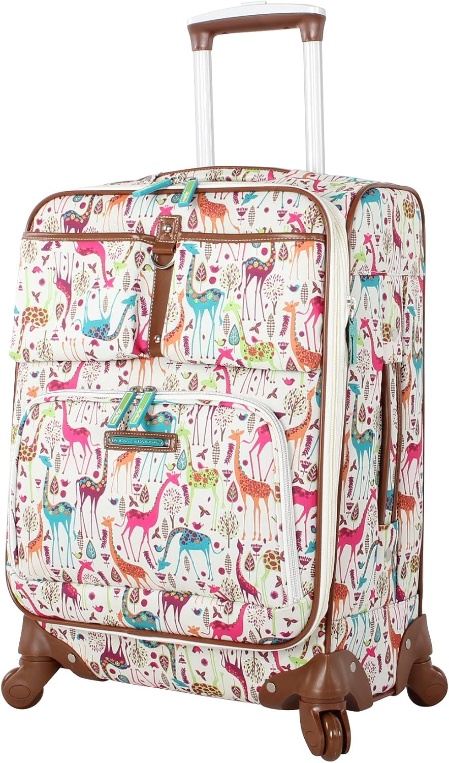 Luggage Carry on Expandable Design Pattern Suitcase for Woman with Spinner Wheels (20In, Giraffe Park)