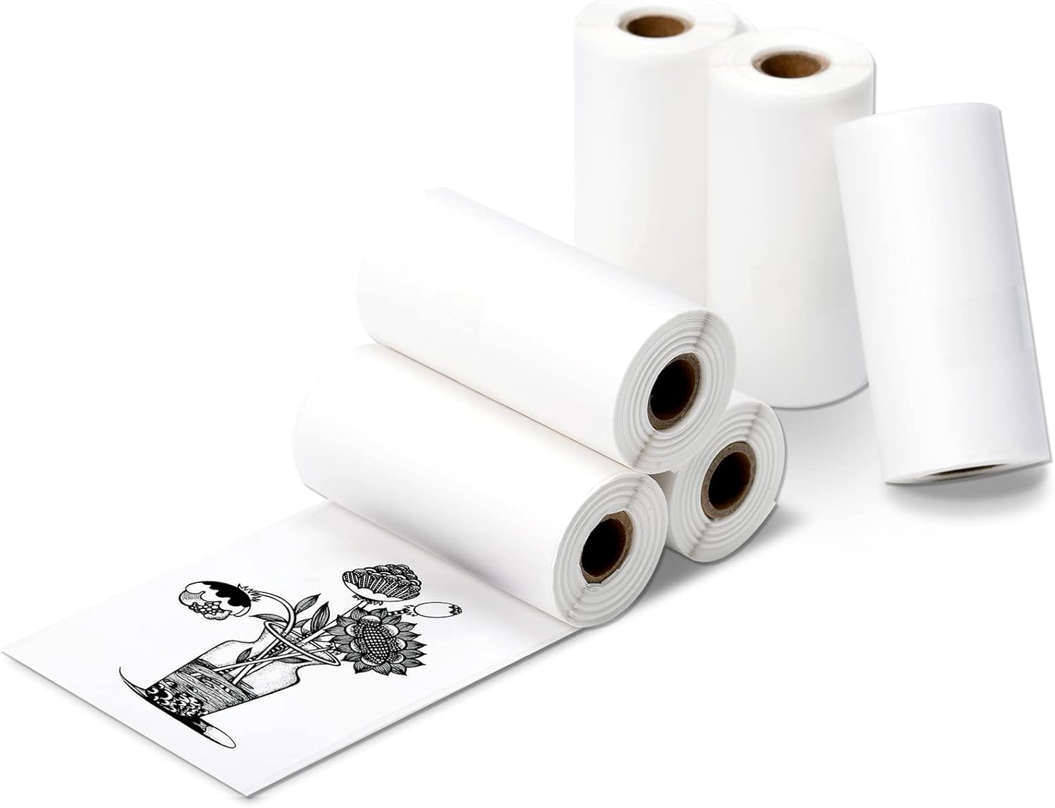 6 Roll Mini Sticker Printer Photo Paper, 57 X 30Mm Thermal Printer Paper White Self-Adhesive for Peripage A6, Vretti TP6S Portable Thermal Pocket Printer Paper for Study Notes, Pictures