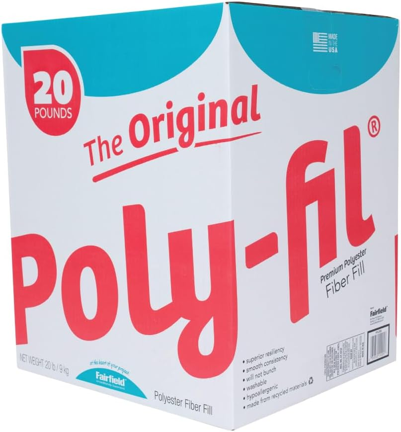 Fairfield the Original Poly-Fil, Premium Polyester Fiber Fill, Soft Pillow Stuffing, Stuffing for Stuffed Animals, Toys, Cloud Decorations, and More, Machine-Washable Poly-Fil Fiber Fill, 20 Lbs. Box