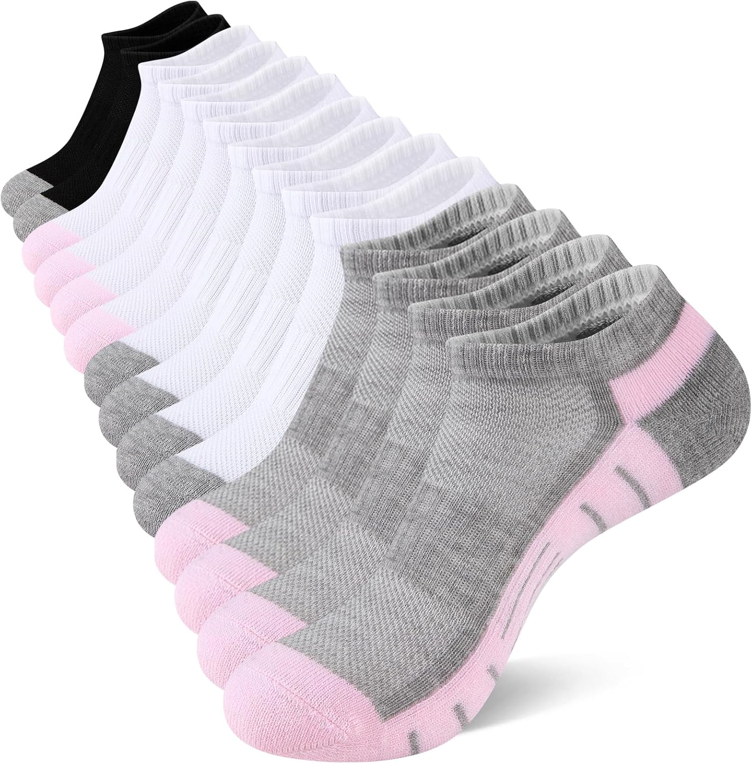 Heatuff 7 Pairs Ankle Socks Womens Athletic Cushioned Running Low Cut Socks 
