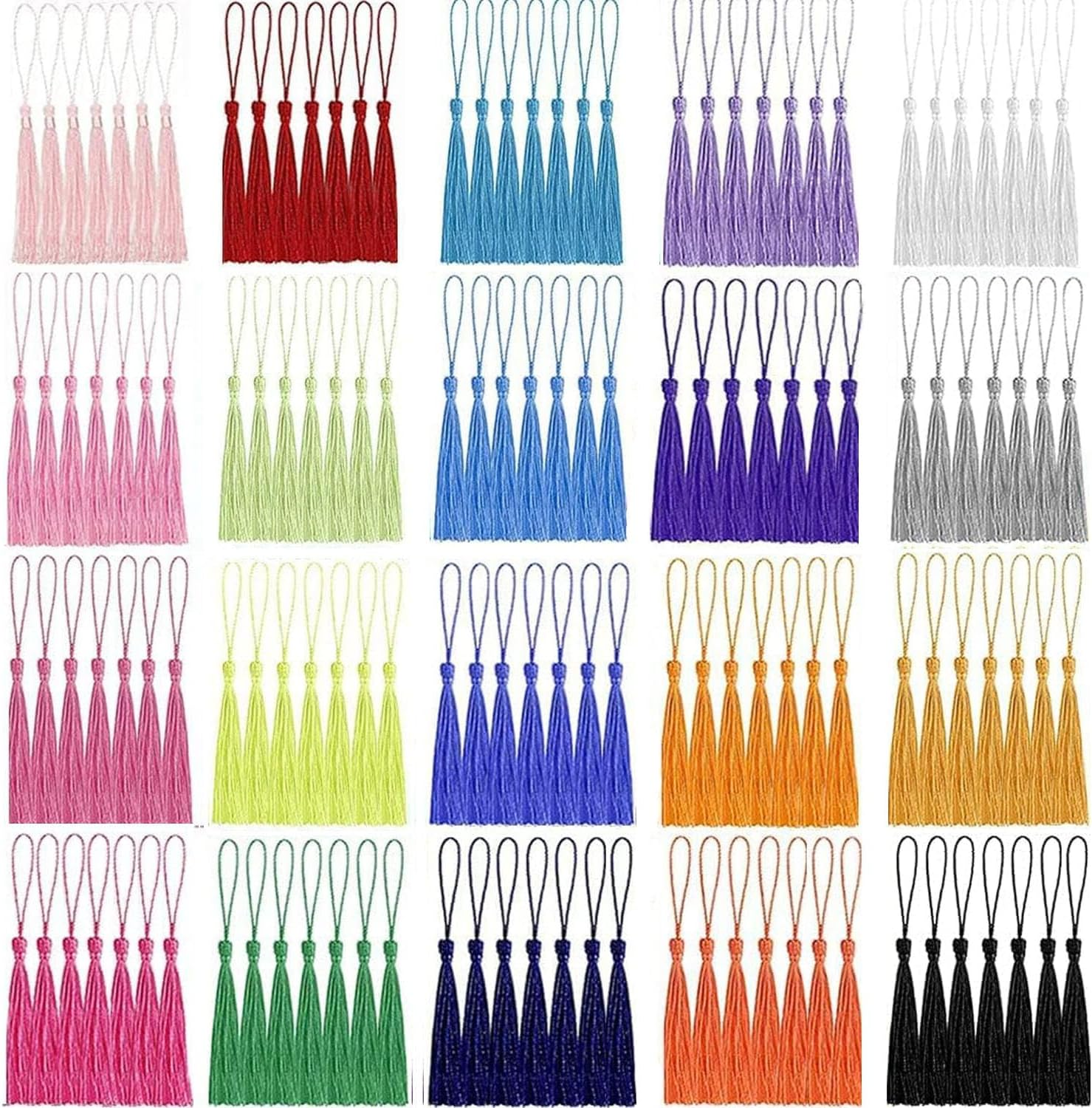 140 Pieces Bookmark Tassels, Handmade Silky Floss Soft Craft Mini Tassels Small Tassels with Loops for Bookmarks DIY Crafts Jewelry Making, 20 Colors