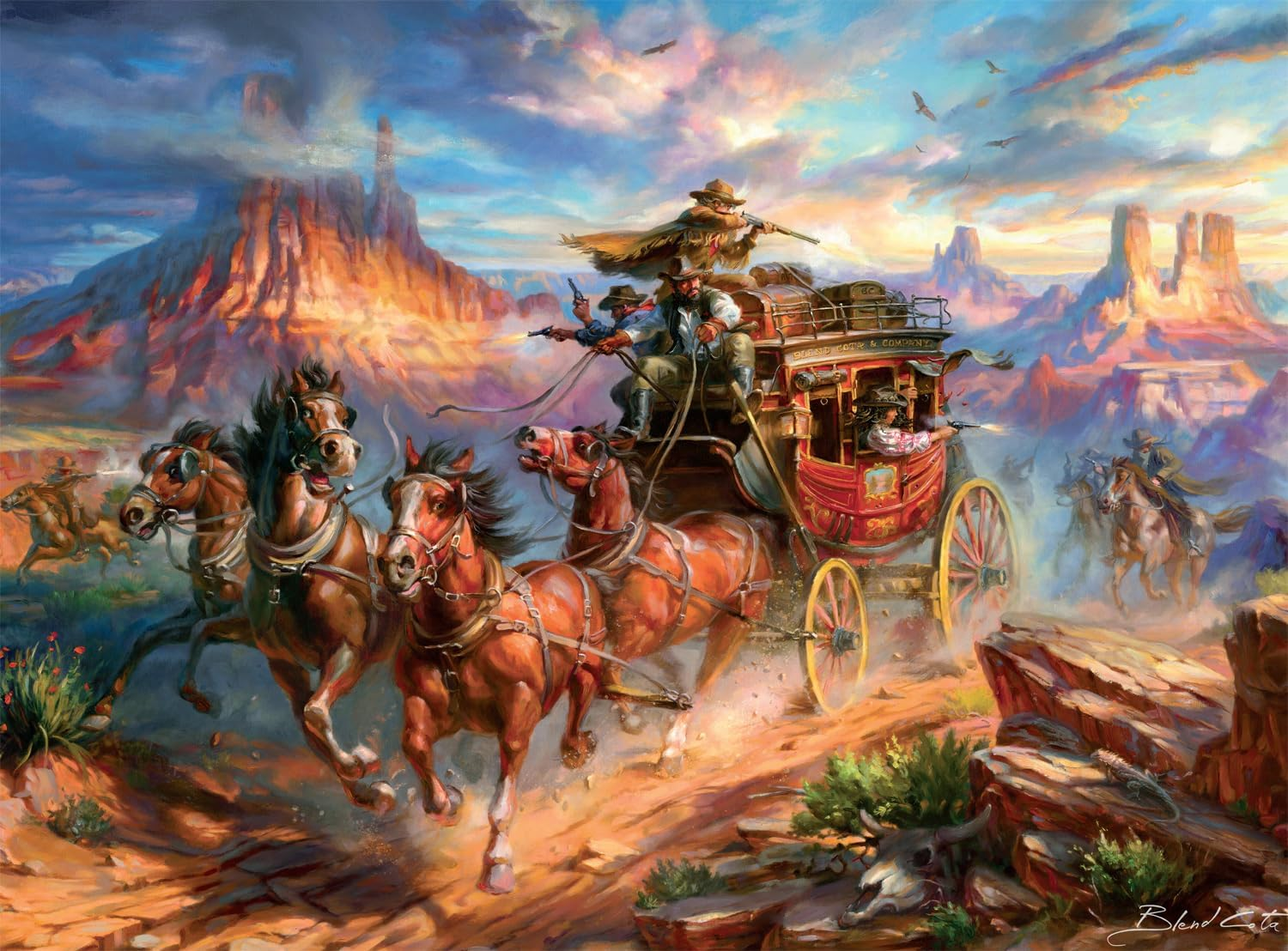 Buffalo Games – Blend COTA Wild Wild West 500 Piece Jigsaw Puzzle, Western Action Art Puzzle for Adults in Premium Gift Box