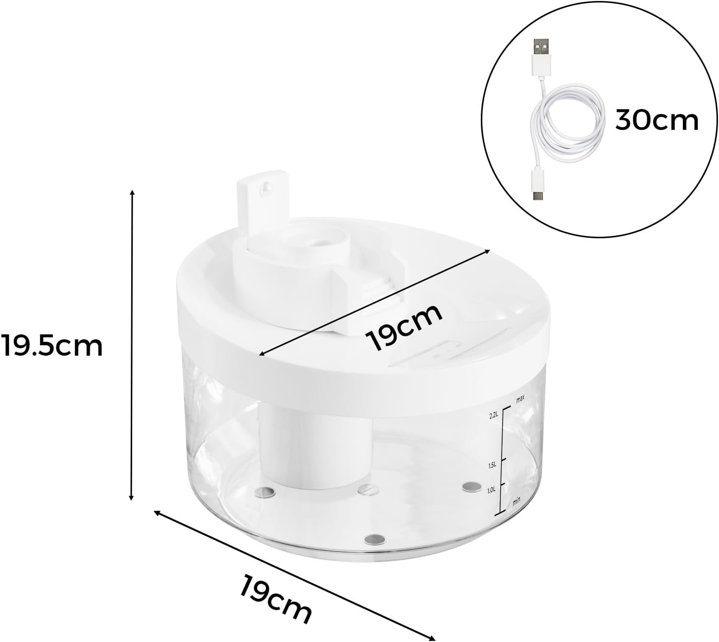 PaWz Smart Pet Water Fountain 2.2L for Cats Dogs, LED Automatic Cat Drinking ... - Picture 3 of 14