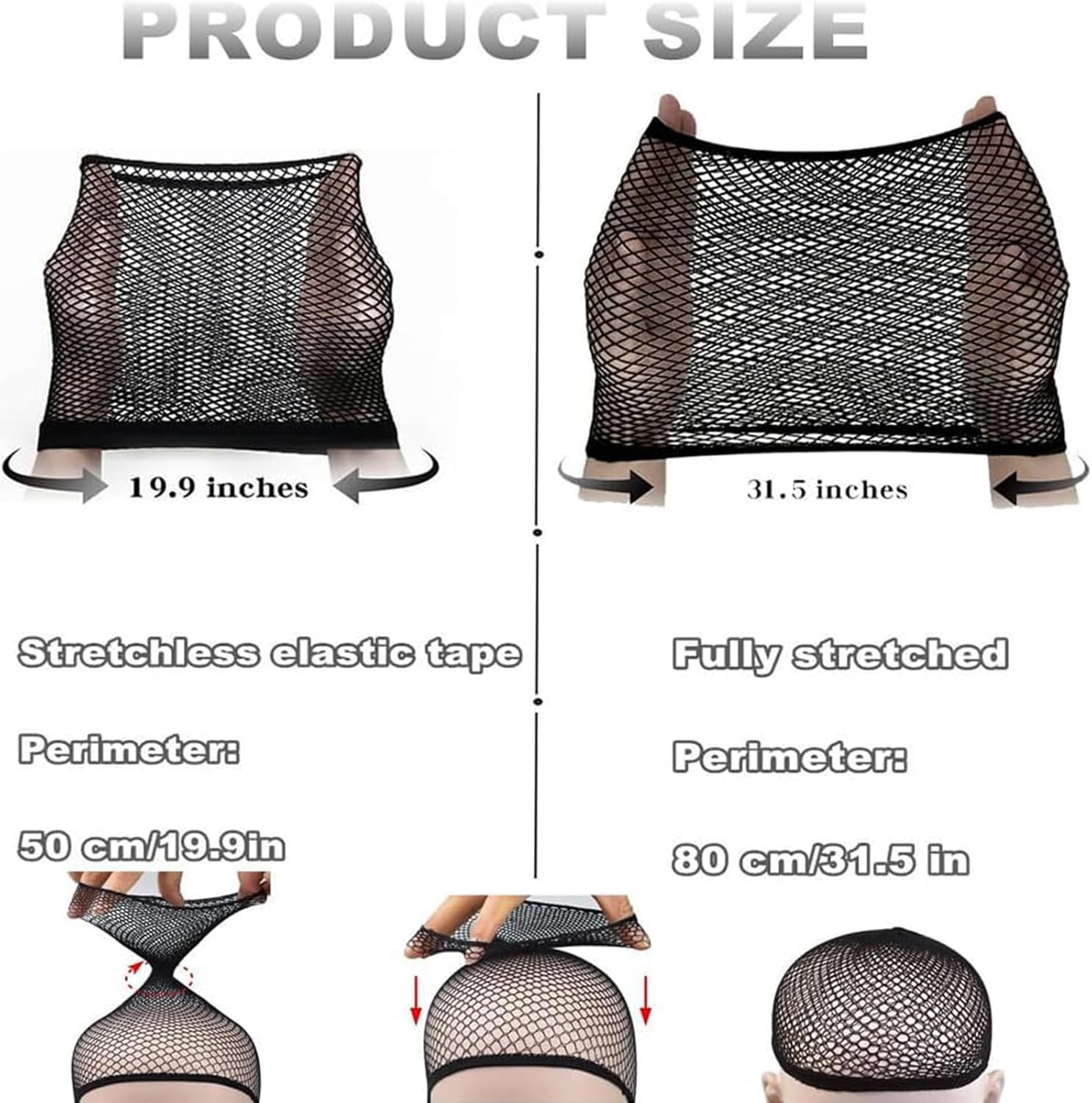 Wig Cap 8 Pcs Women Nude Mesh Weaving Caps Black Fishnet Wigs Caps,Stretchy H... - Picture 3 of 14