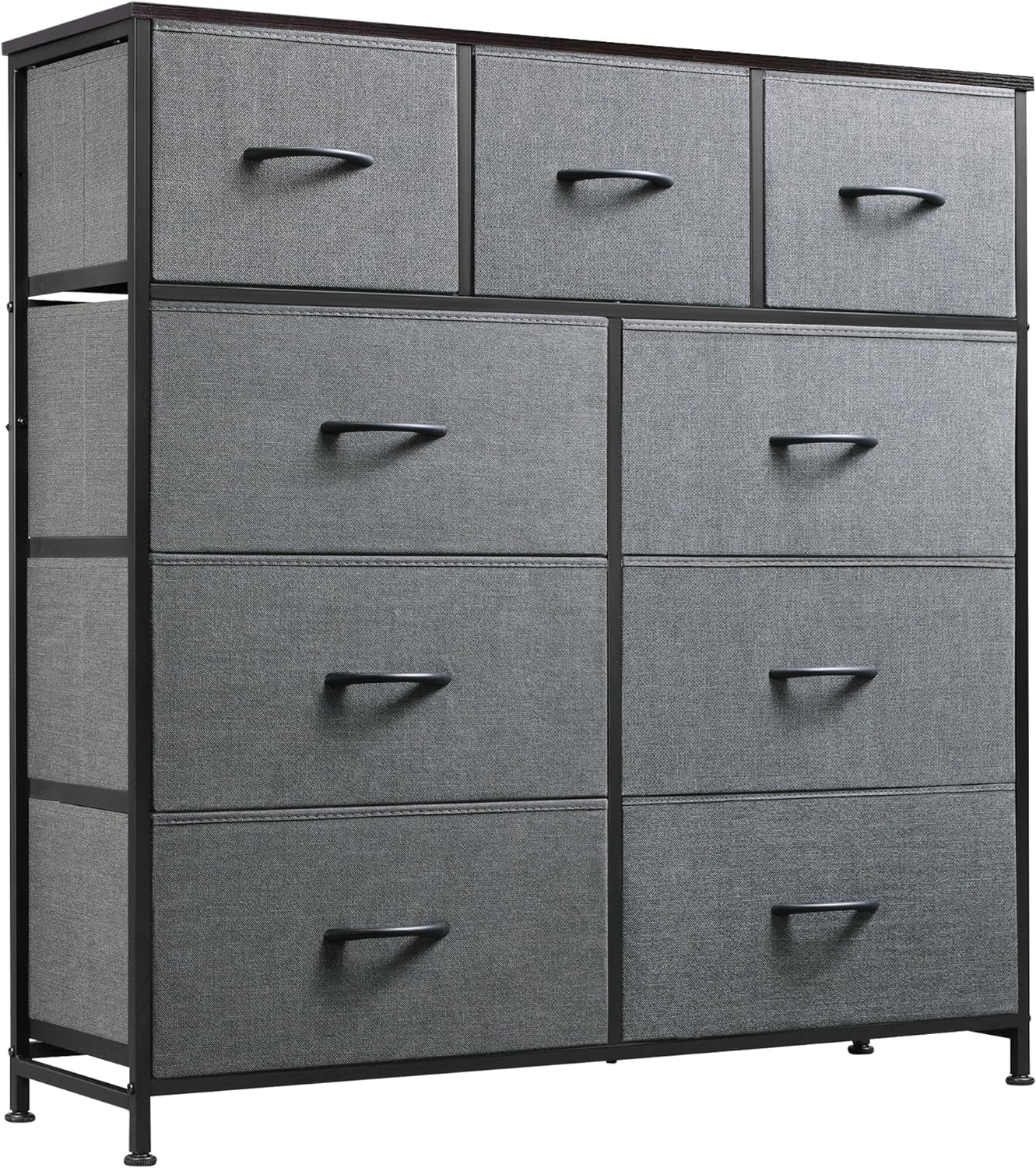9-Drawer Fabric Dresser Tall Storage Tower Steel Frame 