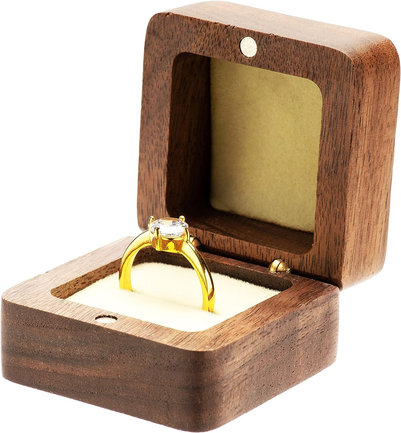 COSISO Vintage Wood Engagement Ring Gift Box Jewelry Storage Box for Proposal... - Picture 2 of 14