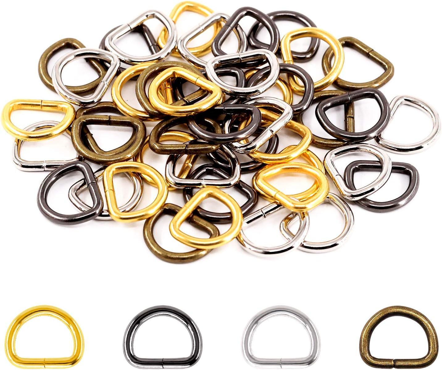 Swpeet 120Pcs 3/4 Inch - 20mm 4Colors Multi-Purpose Metal D Ring Semi-Circula... - Picture 18 of 22