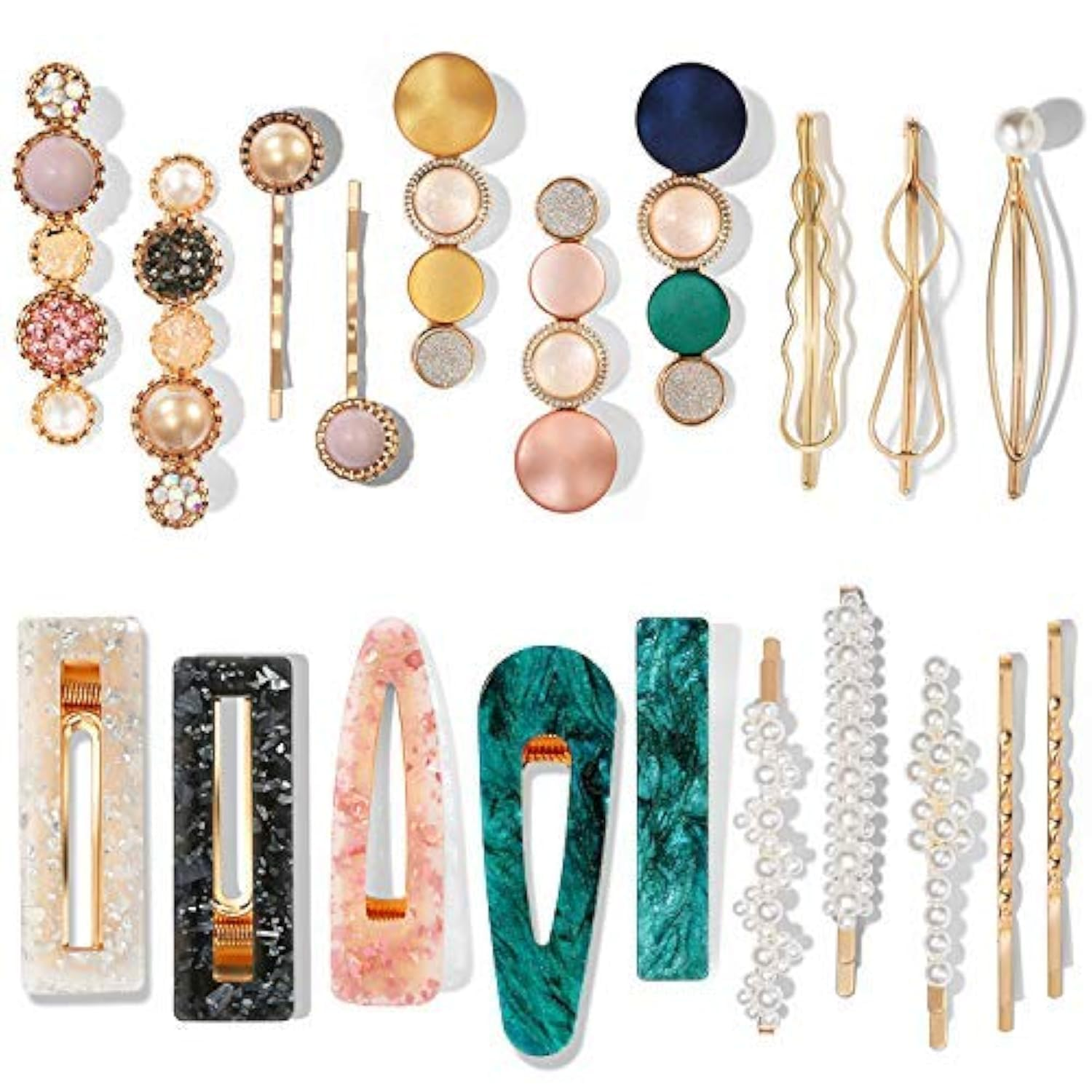 20 PCS Macaron Pearl Hair Clips Set
