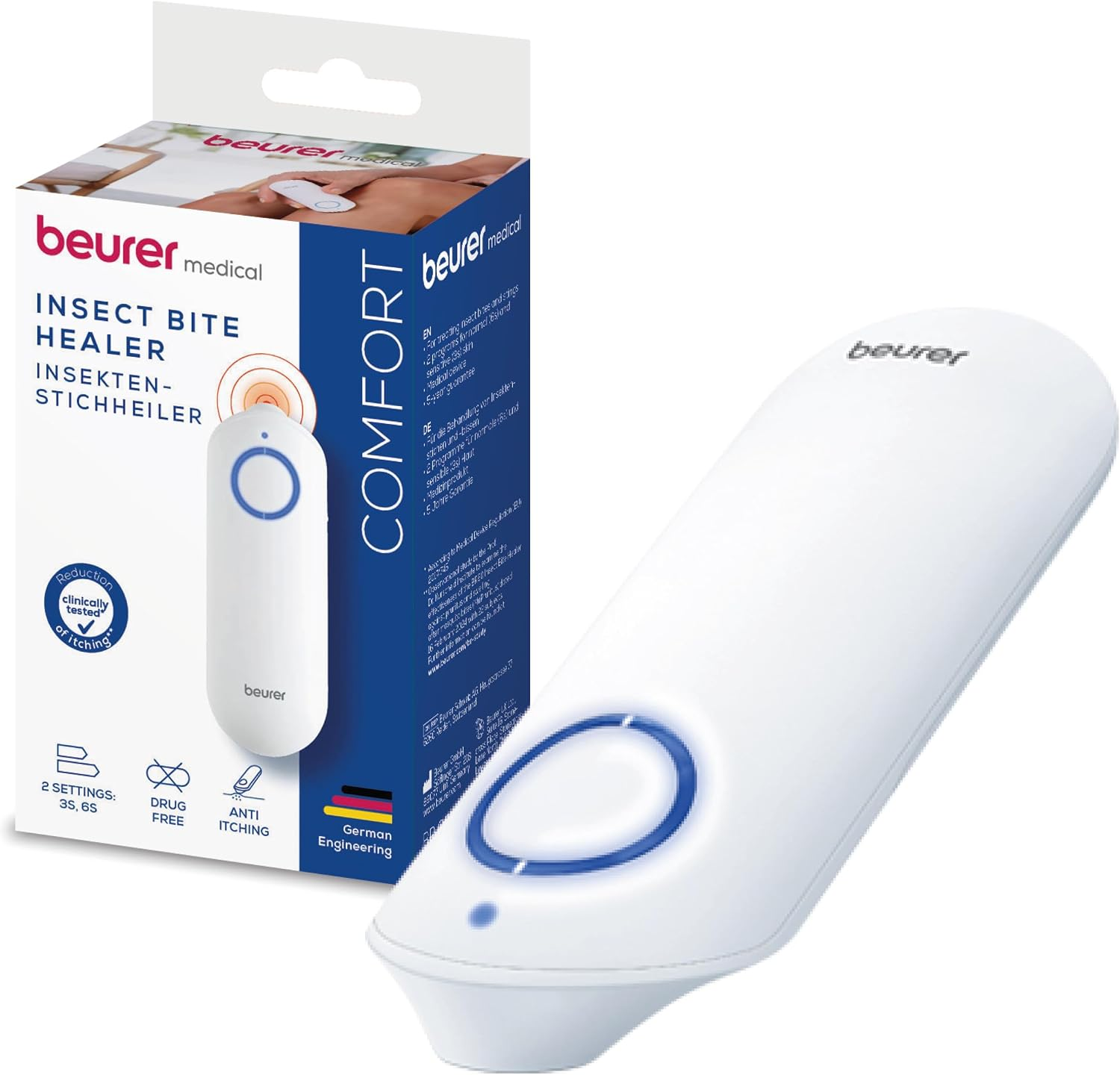 Beurer Bitex Original Insect Bite Healer BR 60, Bite Healer Heat Pen for the Treatment of Insect Bites and Stings, Electric Bite Healer, Holiday Gadget, Relieves Itching