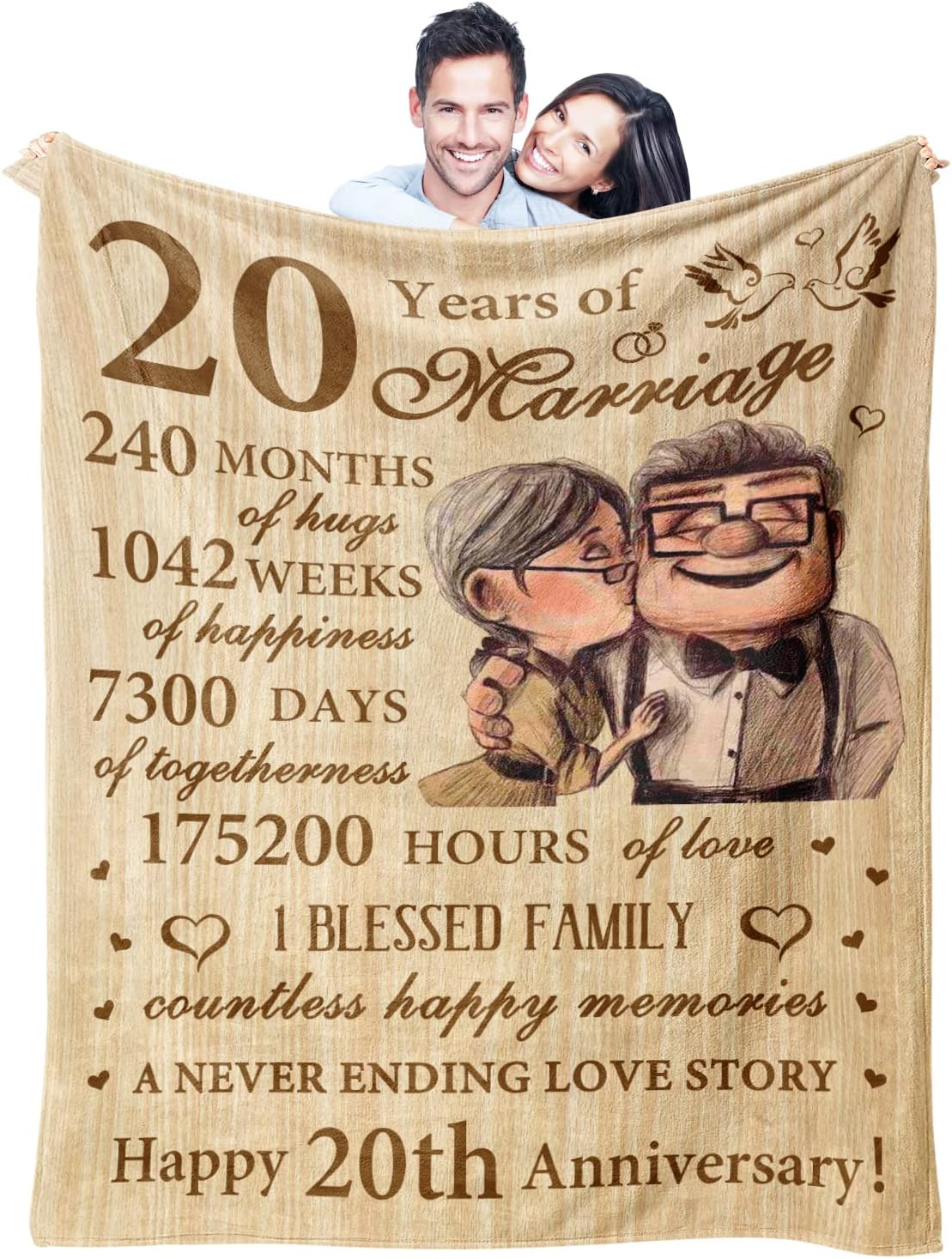 20Th Anniversary Wedding Blanket Gifts for Couple Him Her Wife Husband, 20 Year Anniversary Wedding Gifts for Men Women, 20Th Anniversary Decorations, 20 Years of Marriage Blanket 60