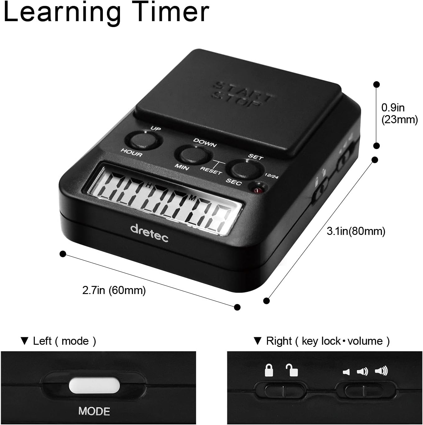 dretec Learning Timer, for Studying, Large Button, Count Function Until The T... - Picture 4 of 14