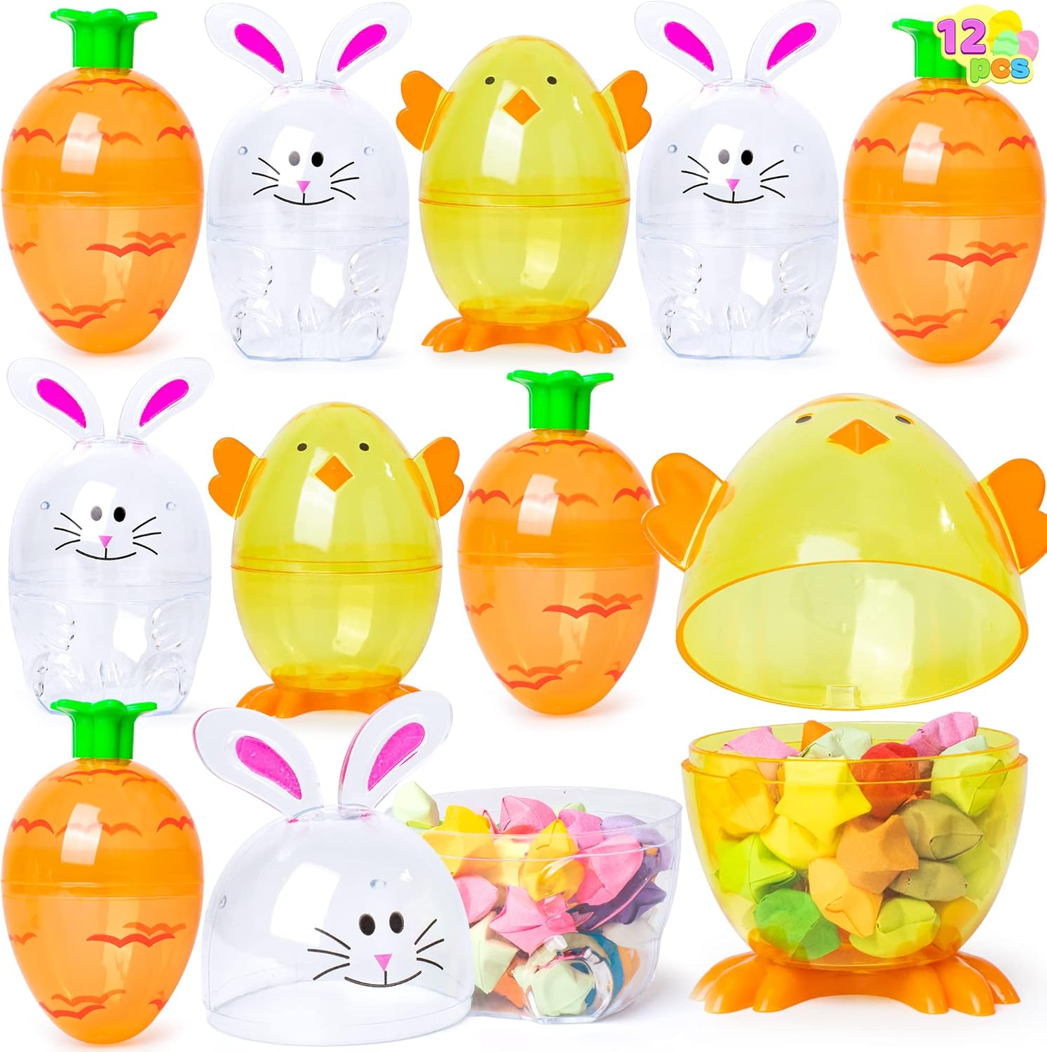 Bunny-Shaped Easter Egg Shells - 12 Pcs Novelty Fillable Party Favors