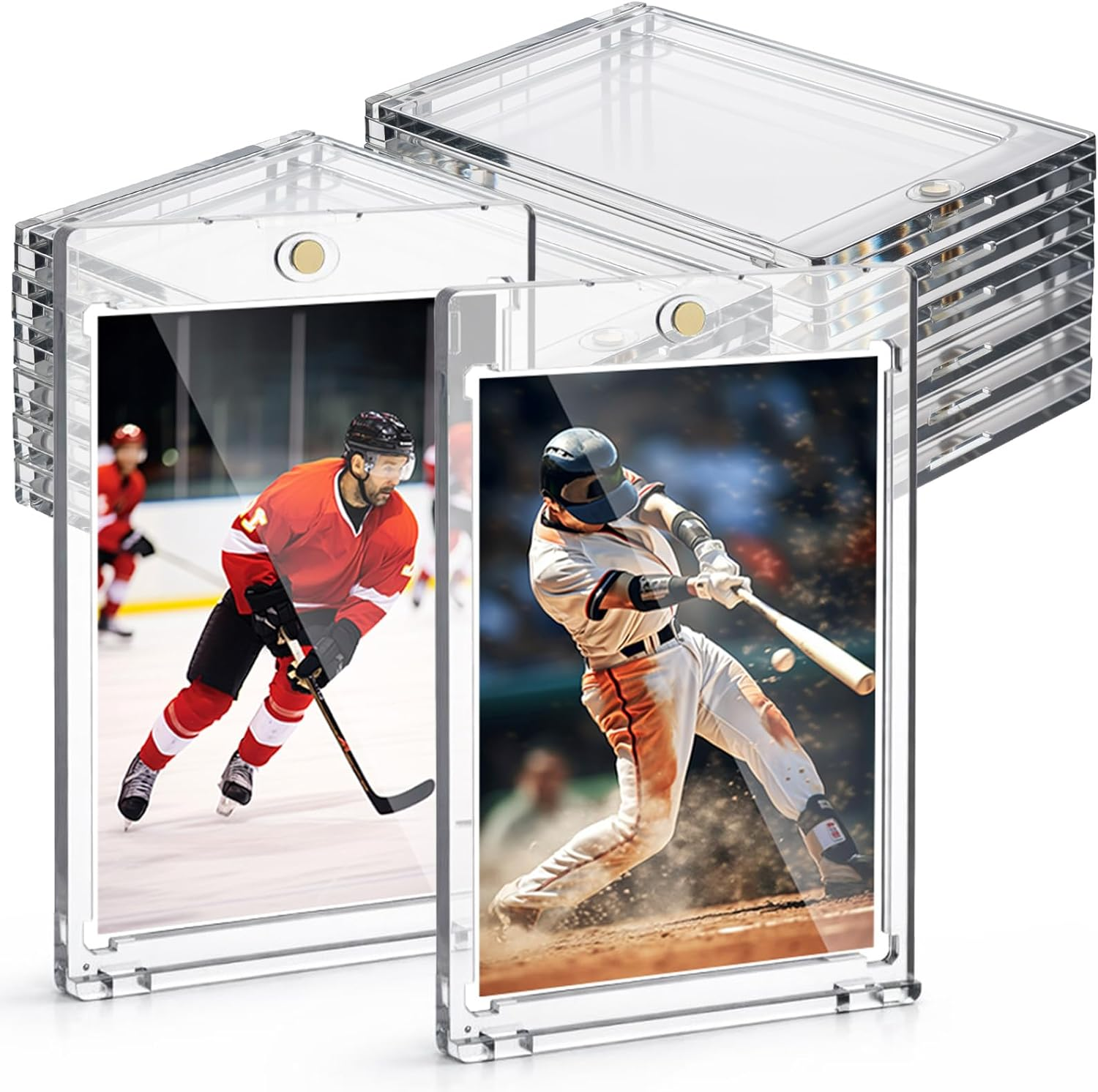 100 Pt Magnetic Card Holders, 30Ct One Card Touch Holder Clear Protectors Plastic Baseball Cards Protectors Magnetic Cards Case for Sports Baseball Trading Carding Storing Displaying