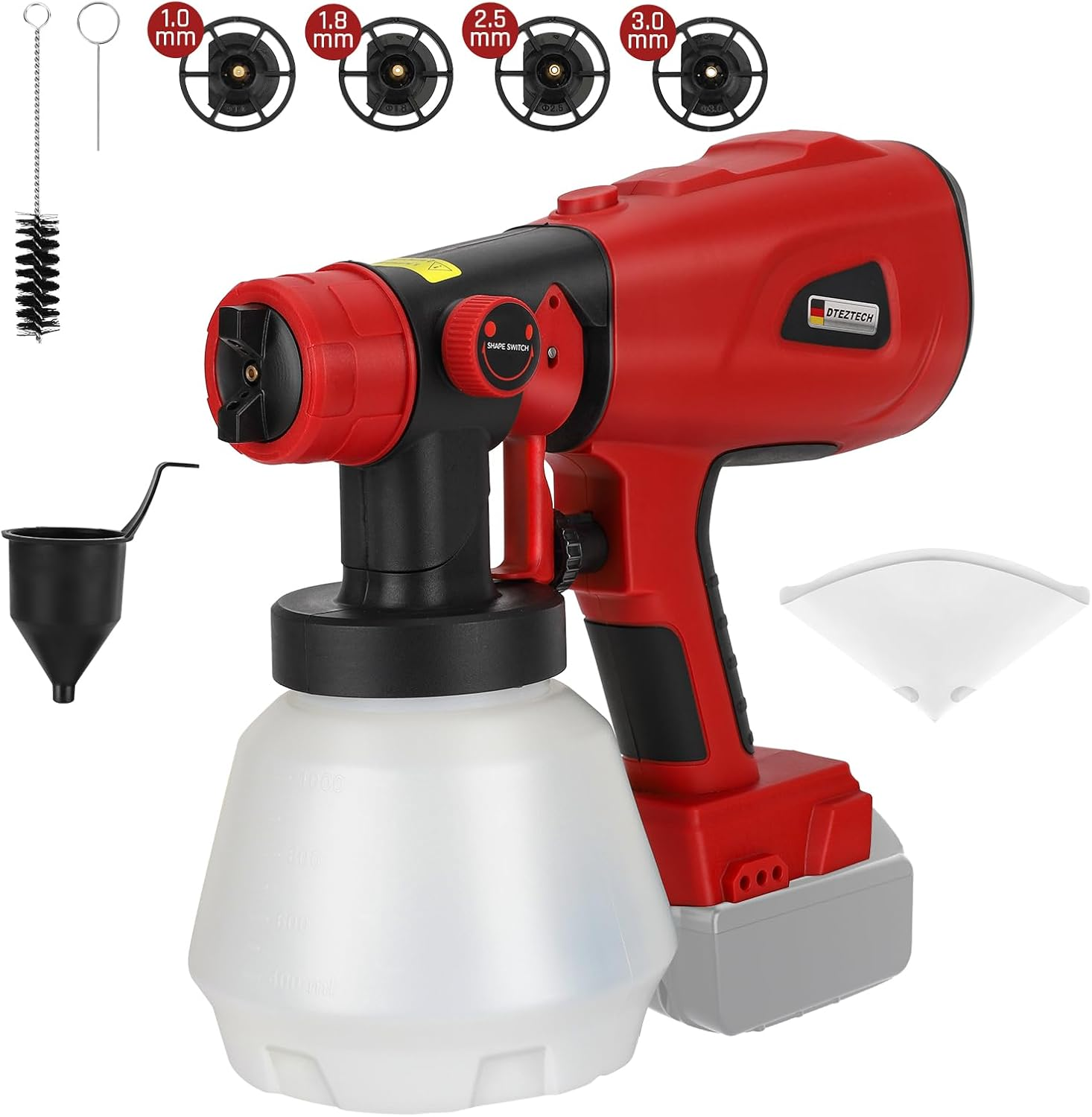 Paint Sprayer for Milwaukee 18V Battery, HVLP Spray Paint Gun with Brushless Motor and Copper Nozzle, 200W Cordless Paint Sprayer for Home Interior and Exterior, House Paint(Battery Not Included)